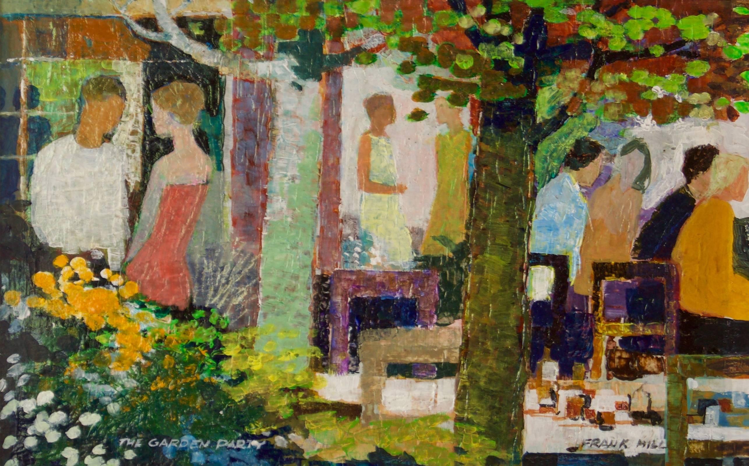 The Garden Party - Mid Late 20th Century Impressionist Oil by Frank Hill