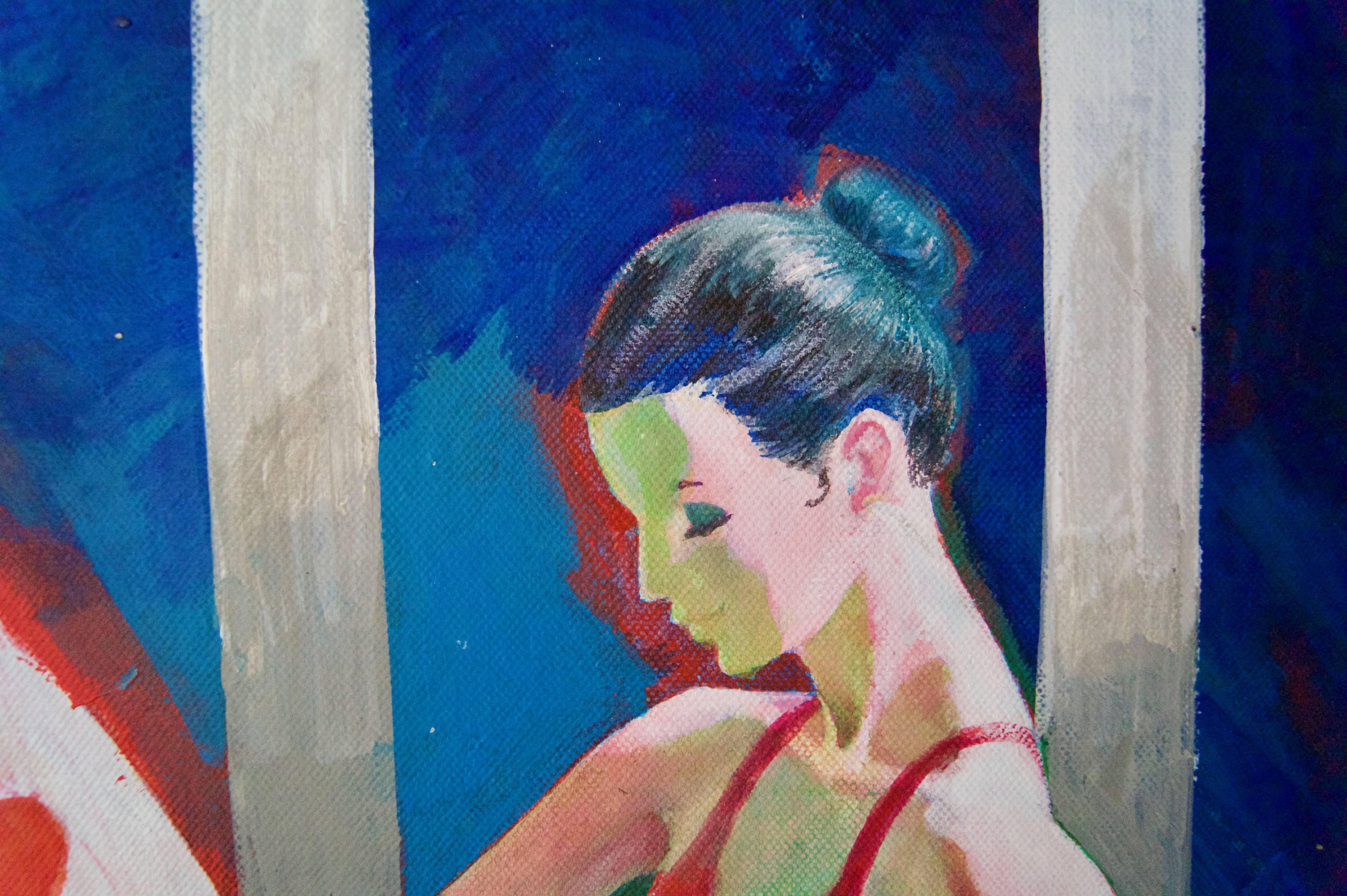 La bailarina roja - Ballet figurativo elegante de mediados del siglo XX de Frank Hill en venta 3