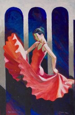 The Red Dancer - Mid-Late 20th Century Figurative Elegant Ballet by Frank Hill