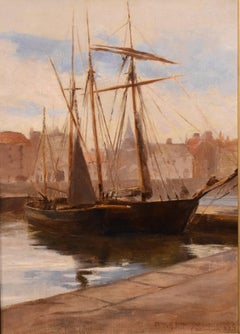 Oil Painting Pair by Frank Hillyard Swinstead "Stonehaven North Britain"