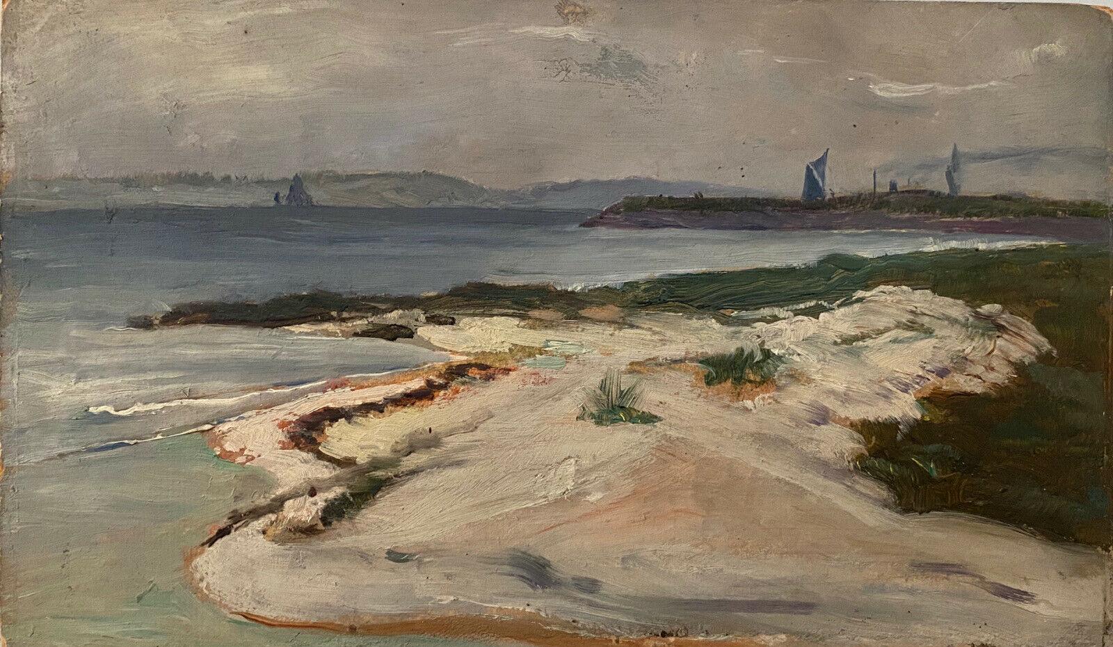Frank Hobden Landscape Painting -  FINE 1900s ENGLISH IMPRESSIONIST OIL - COASTAL BEACH SAND DUNES - SIGNED