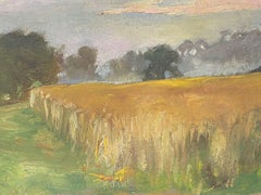 FINE 1900s ENGLISH IMPRESSIONIST SIGNED OIL - GOLDEN WHEATFIELDS