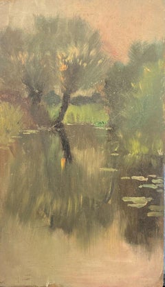 FRANK HOBDEN (1859-1936) FINE 1900s ENGLISH IMPRESSIONIST OIL - MOODY POND