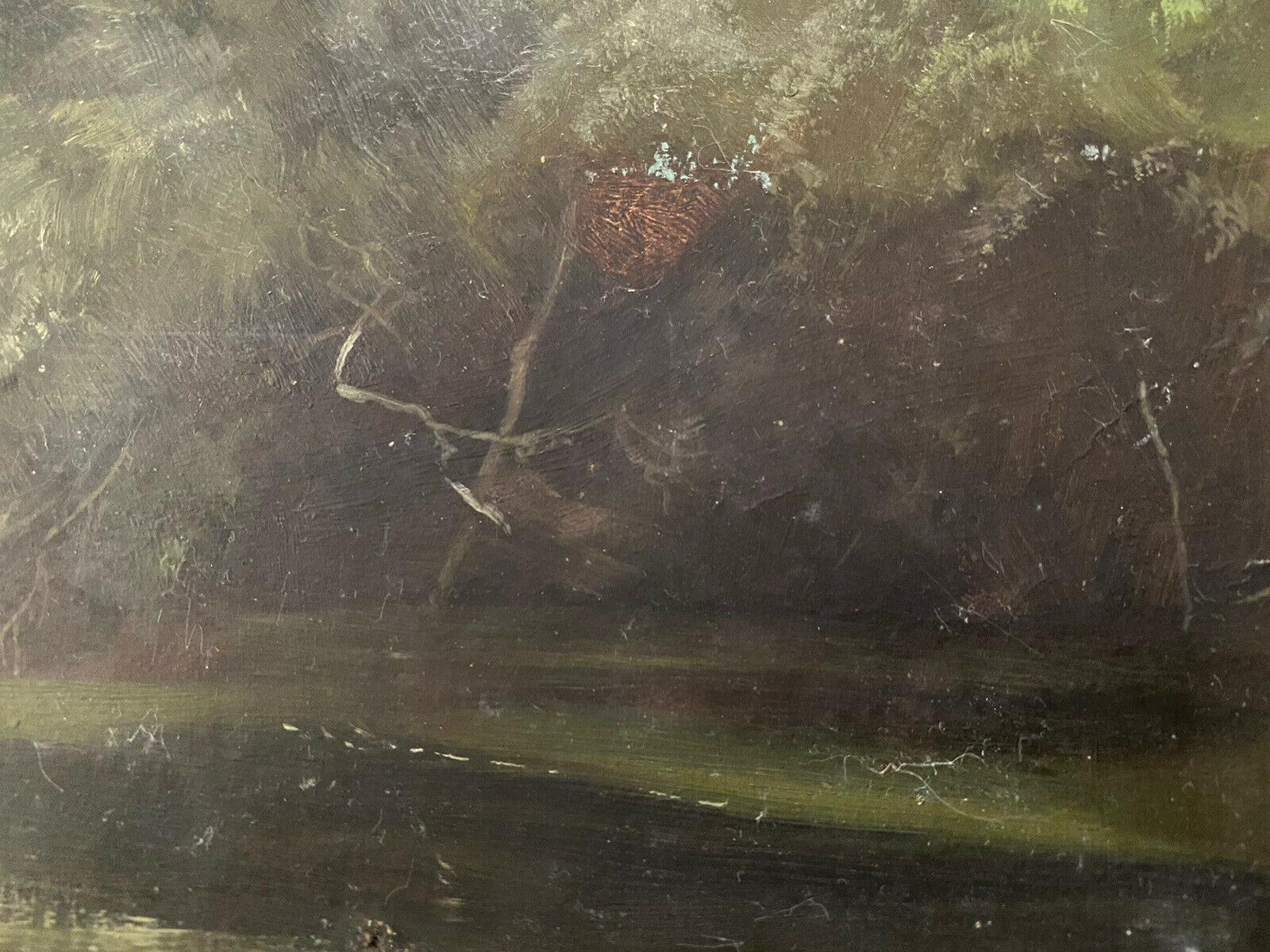 FRANK HOBDEN (1859-1936) FINE 1900s ENGLISH IMPRESSIONIST OIL - RIVER SKETCH - Black Landscape Painting by Frank Hobden