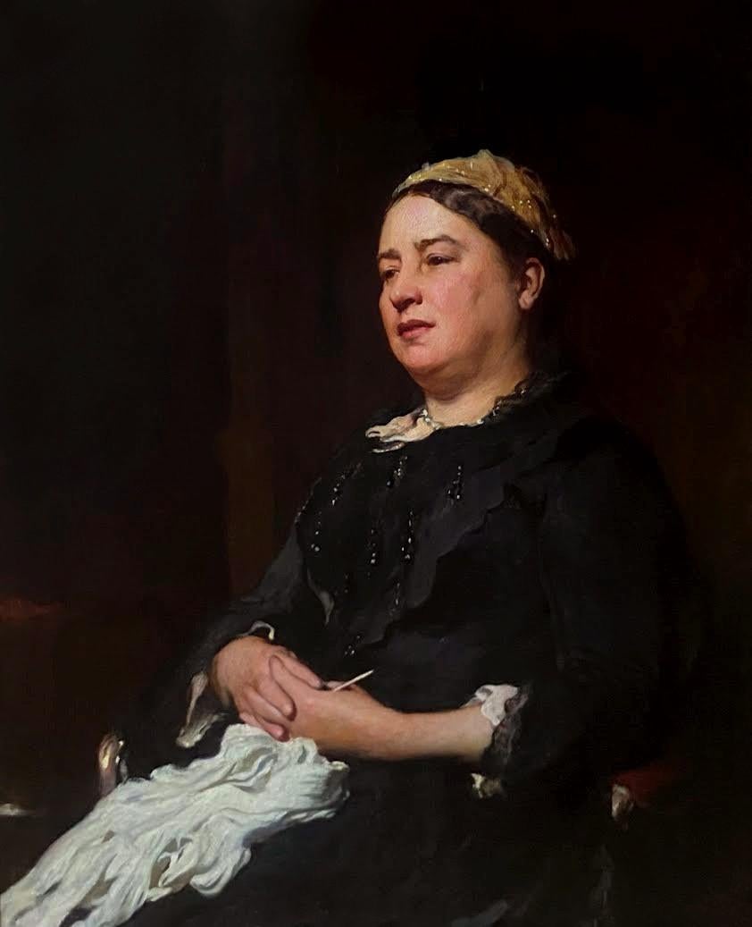 Portrait of Miss Tonks, Signed and dated 19th Century Oil 