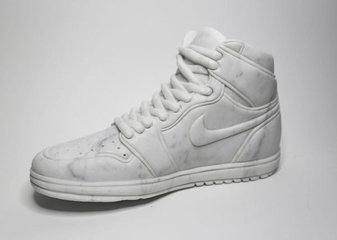 Frank Hollywood - White Marble Nike Shoes /Clothing and Fashion Sculpture /  "His Airness" For Sale at 1stDibs | nike shoe sculpture, nike marble shoes,  airness shoes