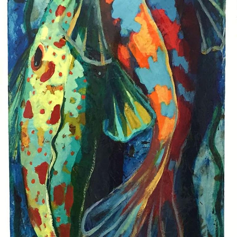 Fish Light #34
48 x 22.5 x 3.5 D
Mixed media on Plexiglas with LEDs
When lit, the colors intensify and have a warm glow.

Frank Hyder has participated in more than 150 group shows and has had over 80 solo exhibitions throughout North, South and