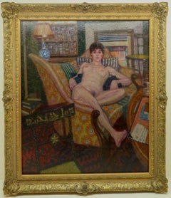Peintre nu féminin dans un intérieur anglais des années 1970 par FRANK JOHNSON