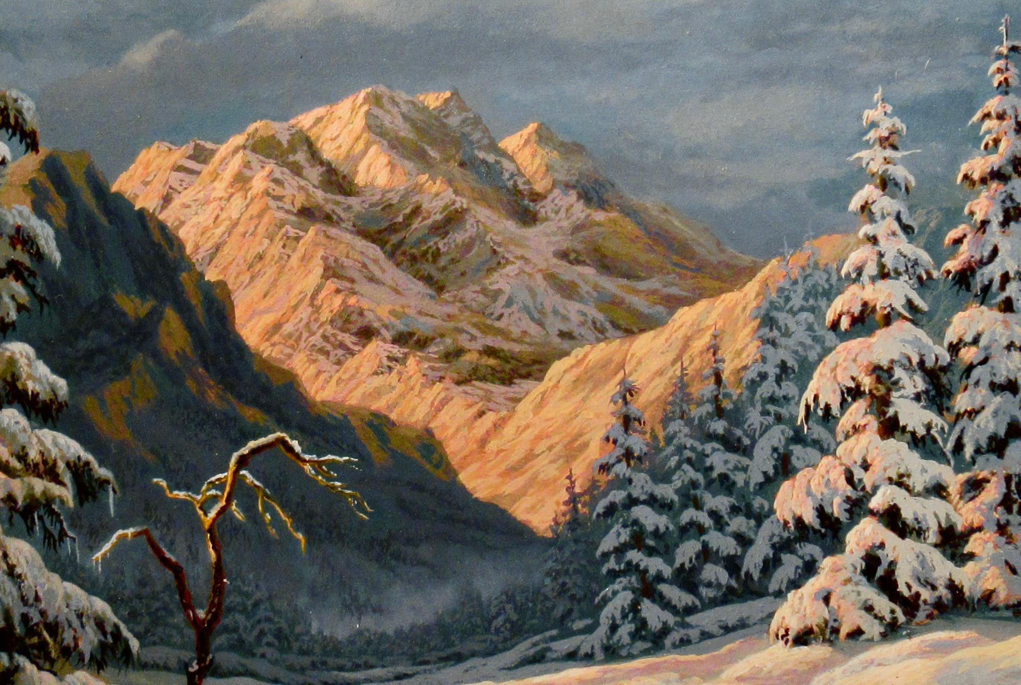 Winter Sunset - American Realist Painting by Frank Kecskes Jr