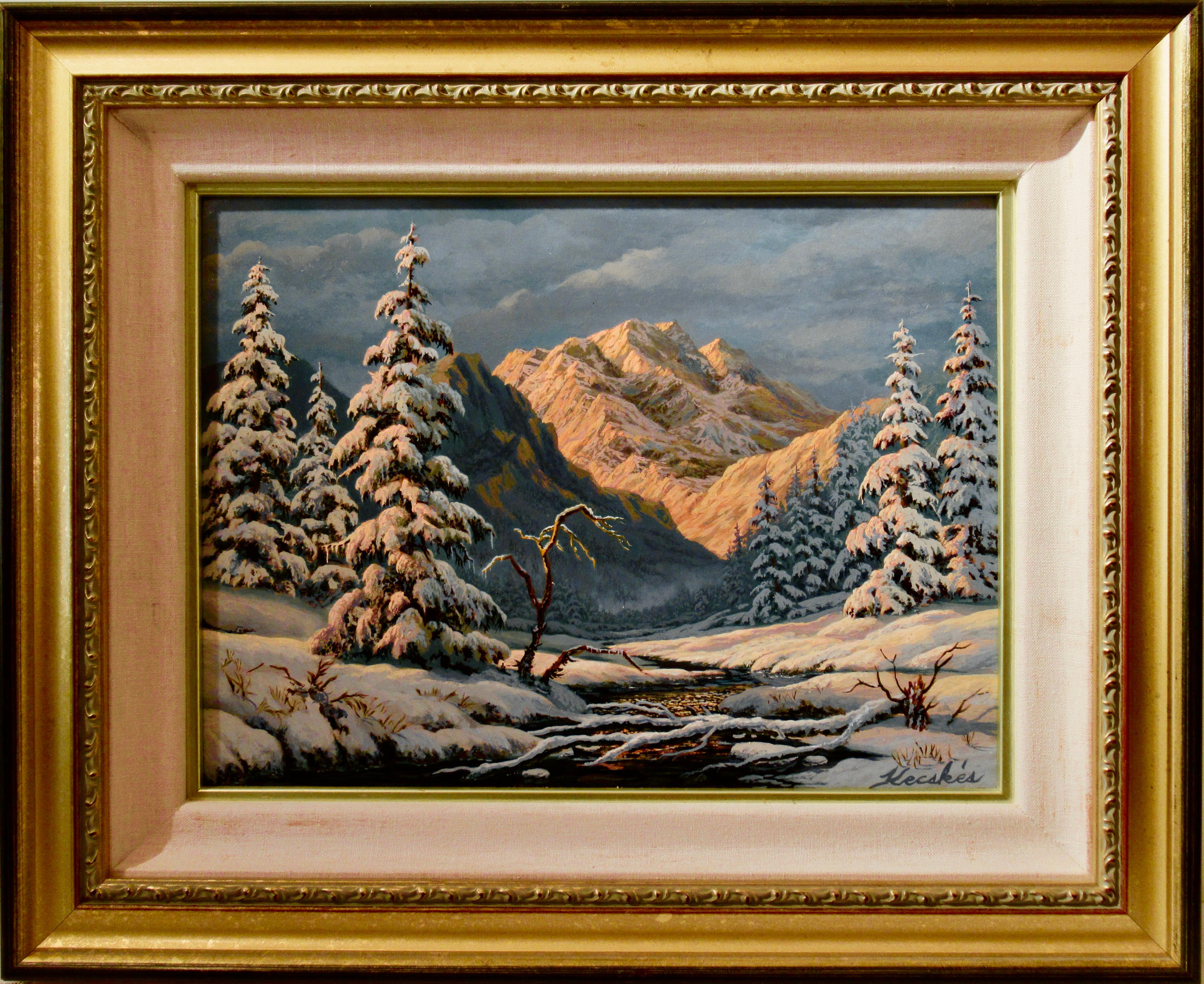 Frank Kecskes Jr Landscape Painting – Wintersonnenuntergang