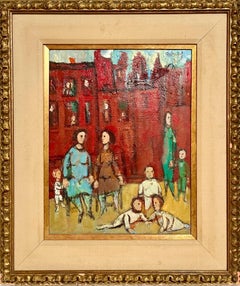 Mid Century Mothers, Children Oil Painting Frank Kleinholz WPA Era NYC Tenements