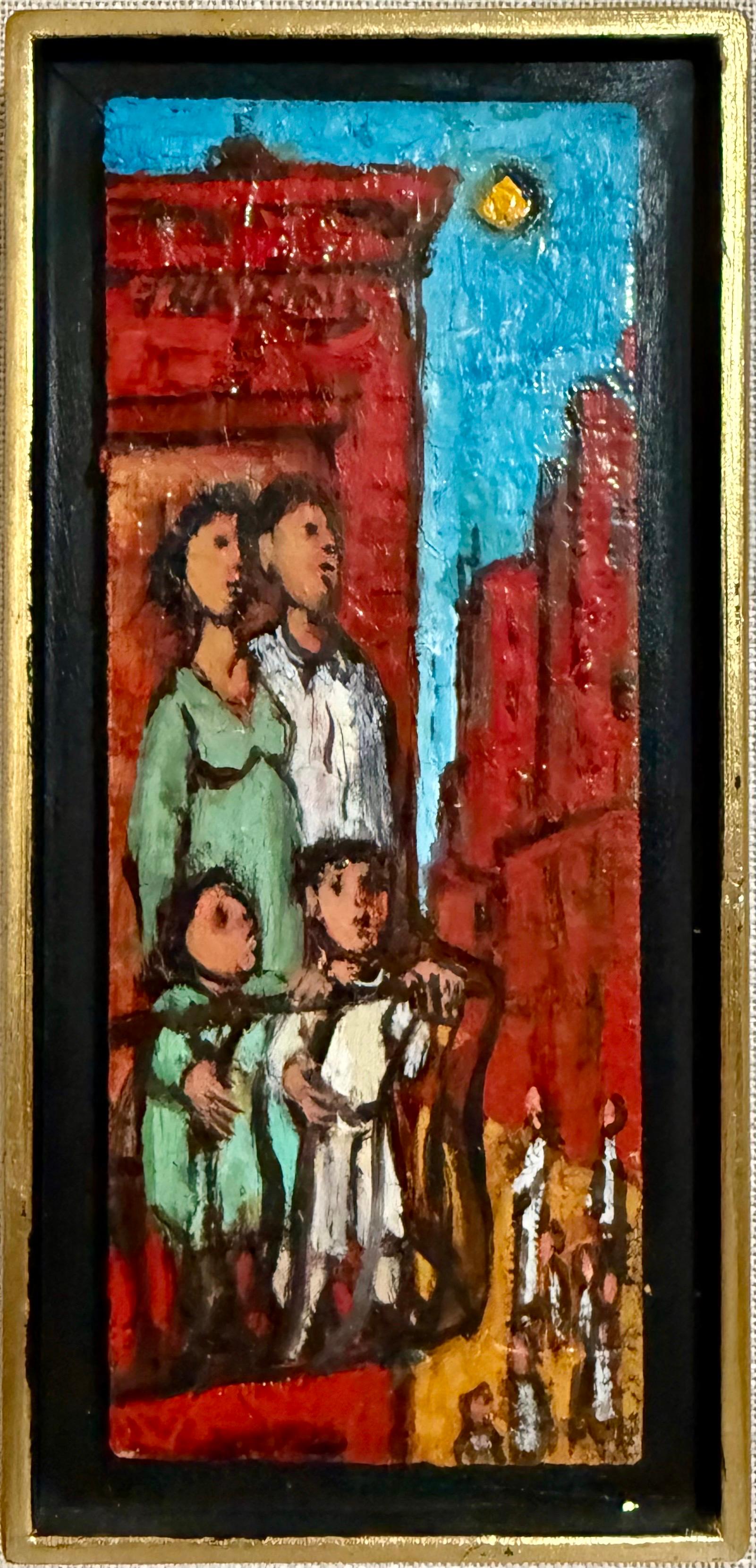 Mid Century Ölgemälde Familie auf Feuer Escape Frank Kleinholz WPA NYC Tenements im Angebot 10