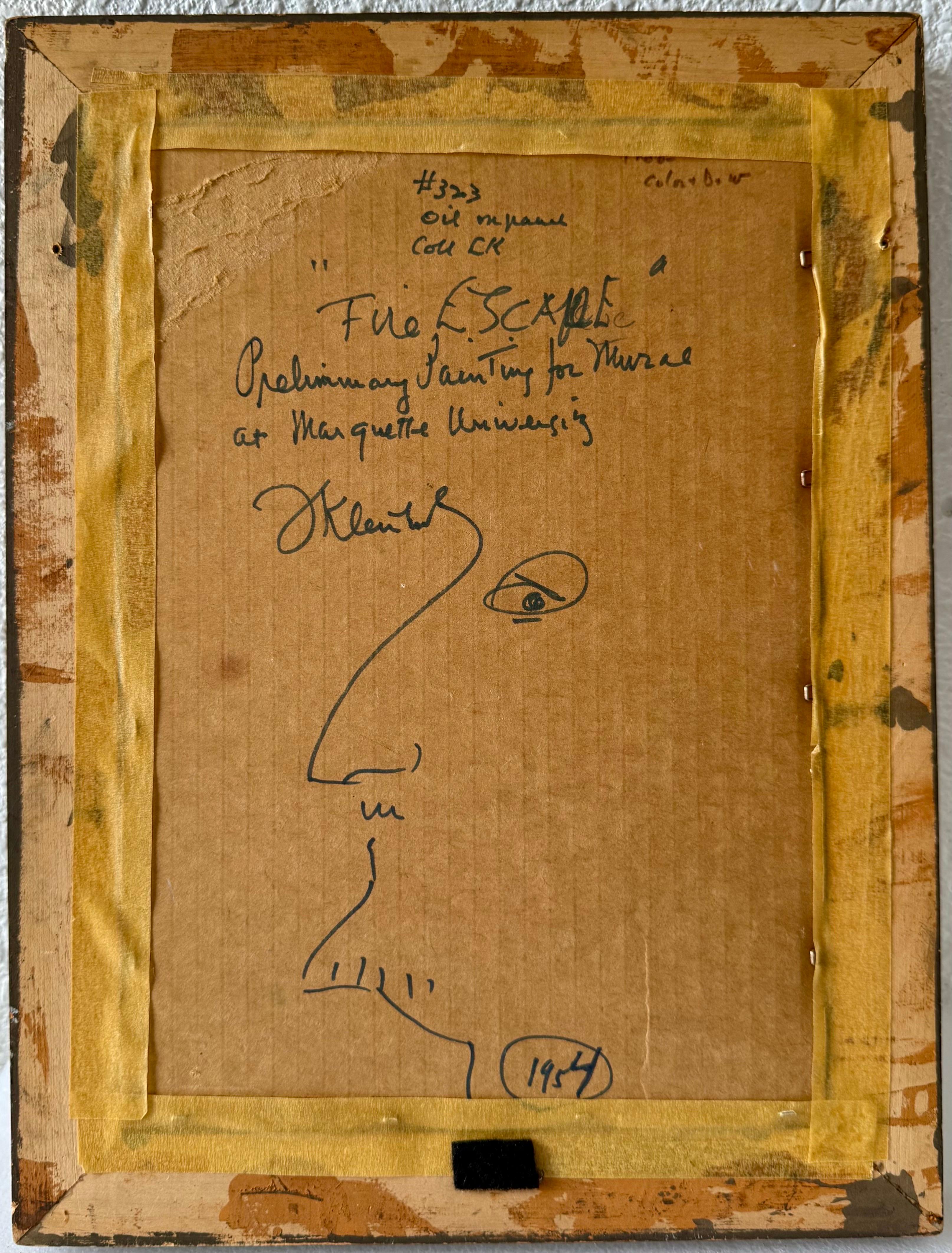 Mid Century Ölgemälde Familie auf Feuer Escape Frank Kleinholz WPA NYC Tenements im Angebot 1
