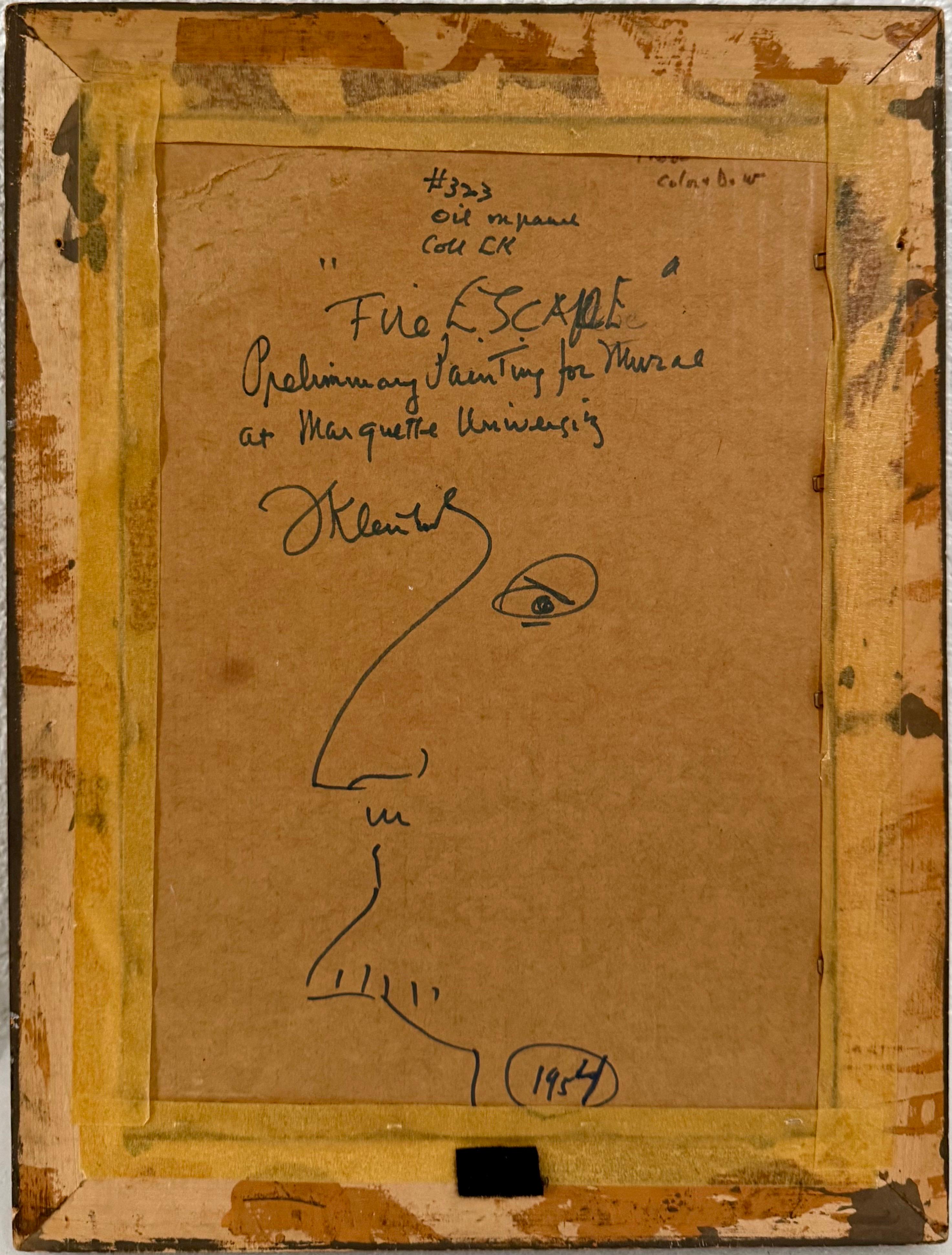 Mid Century Ölgemälde Familie auf Feuer Escape Frank Kleinholz WPA NYC Tenements im Angebot 3