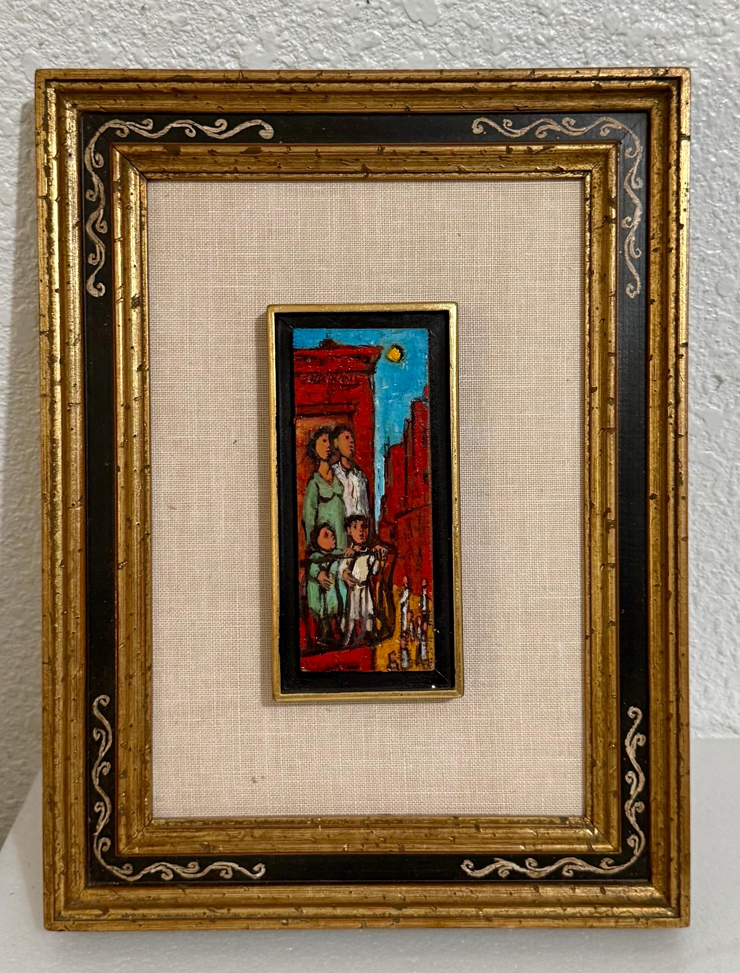 Mid Century Ölgemälde Familie auf Feuer Escape Frank Kleinholz WPA NYC Tenements im Angebot 5