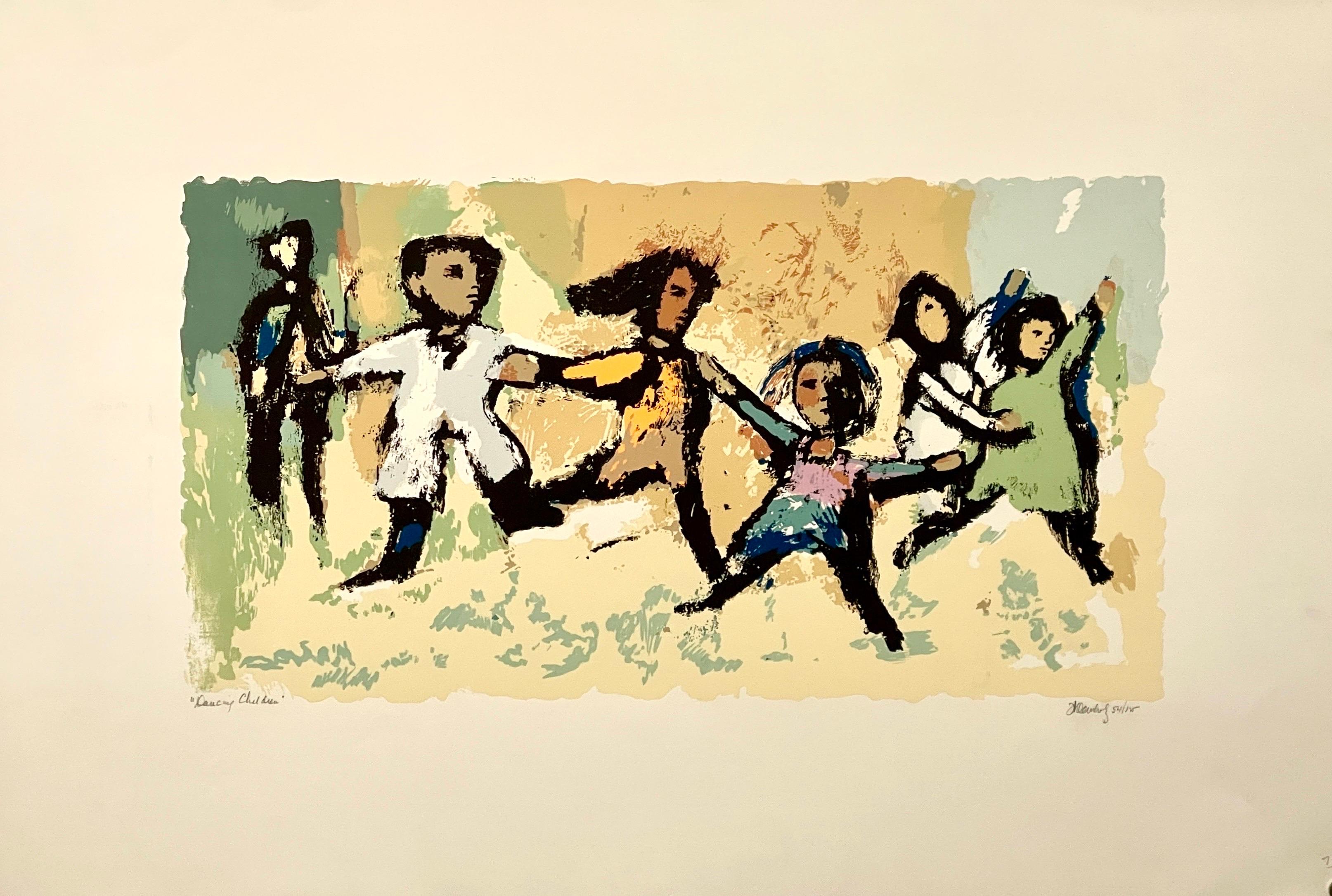 Siebdruck Serigraphie-Kunstdruck WPA-Künstler NYC Frank Kleinholz Kinder spielen im Angebot 2