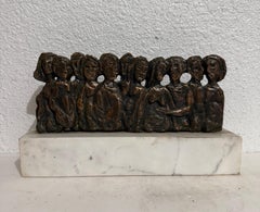 Sculpture en bronze sur socle de marbre, artiste de la WPA à New York, Frank Kleinholz, moderniste américain