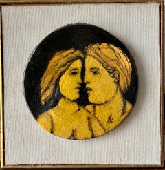 Glazed Ceramic Sculpture Plaque WPA Artist NYC Frank Kleinholz Couple of Lovers