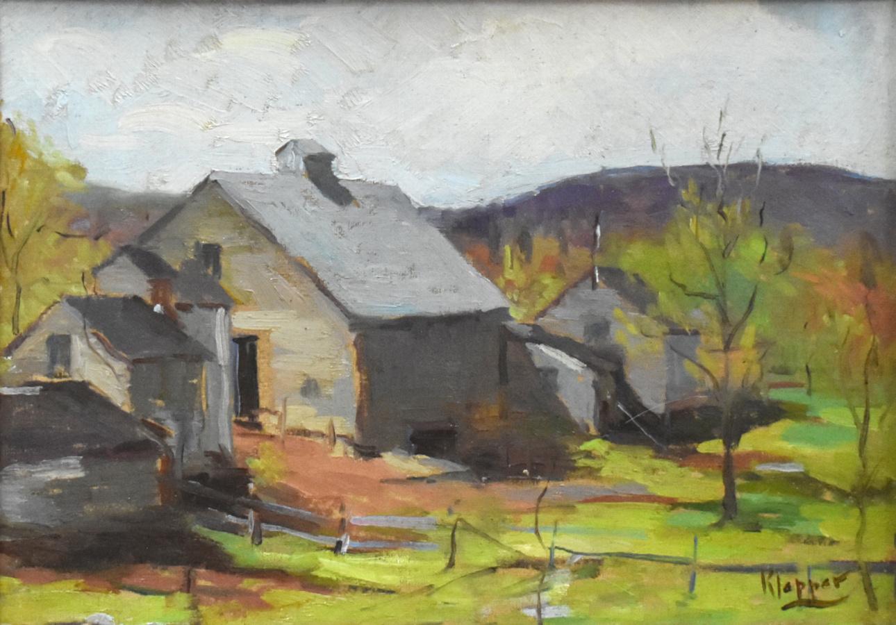 « OLD FARM PLACE » FRAMÉÉ 15.5 X 19.5 - Impressionnisme Painting par Frank Klepper