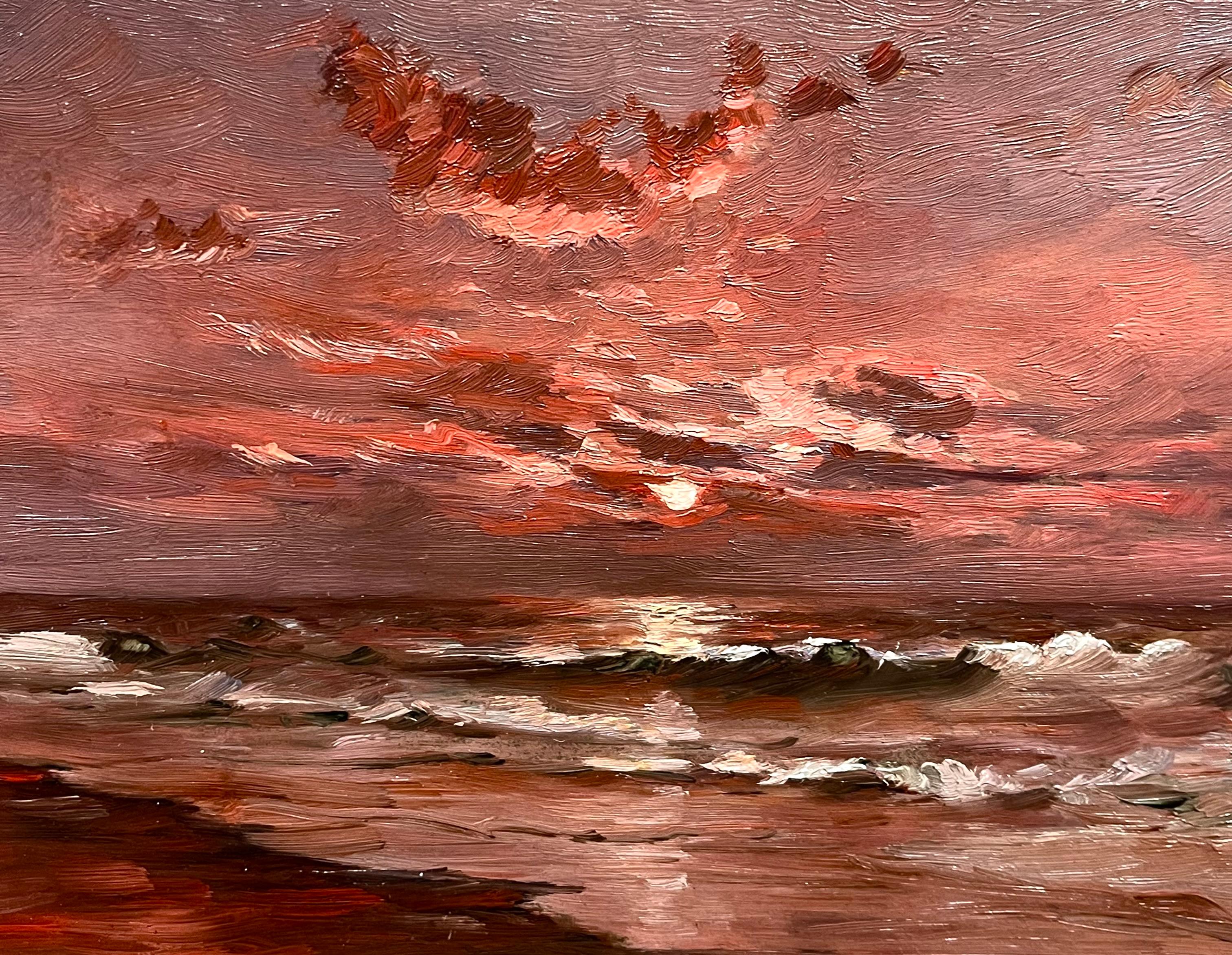 Karminrote See bei Sonnenuntergang (Impressionismus), Painting, von Frank Knox Morton Rehn