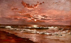 Karminrote See bei Sonnenuntergang