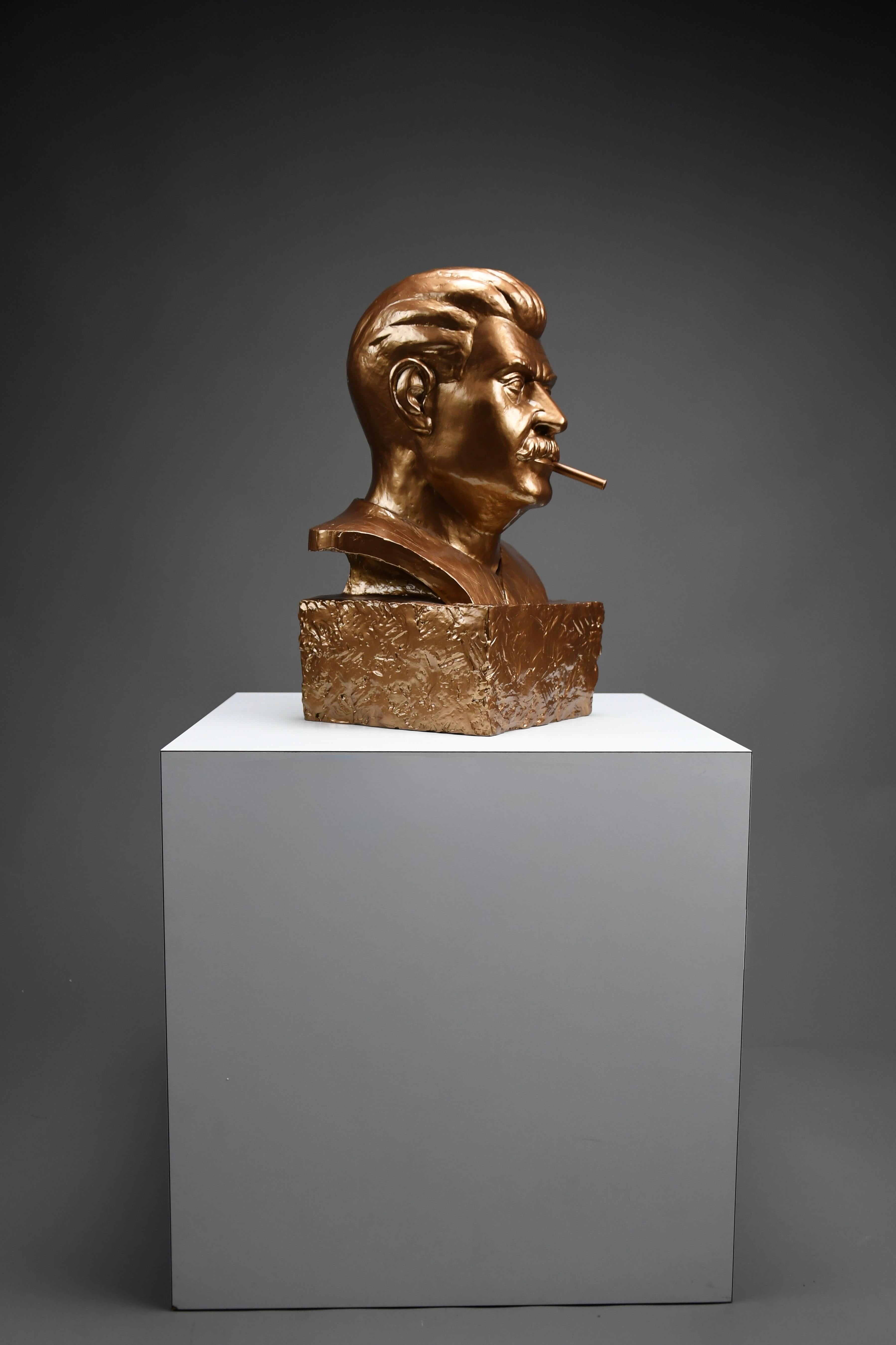 Art Toy by Frank Kozik x Kidrobot “Smokin’ Joe Stalin” Bronze Bust, 2007 For Sale 5