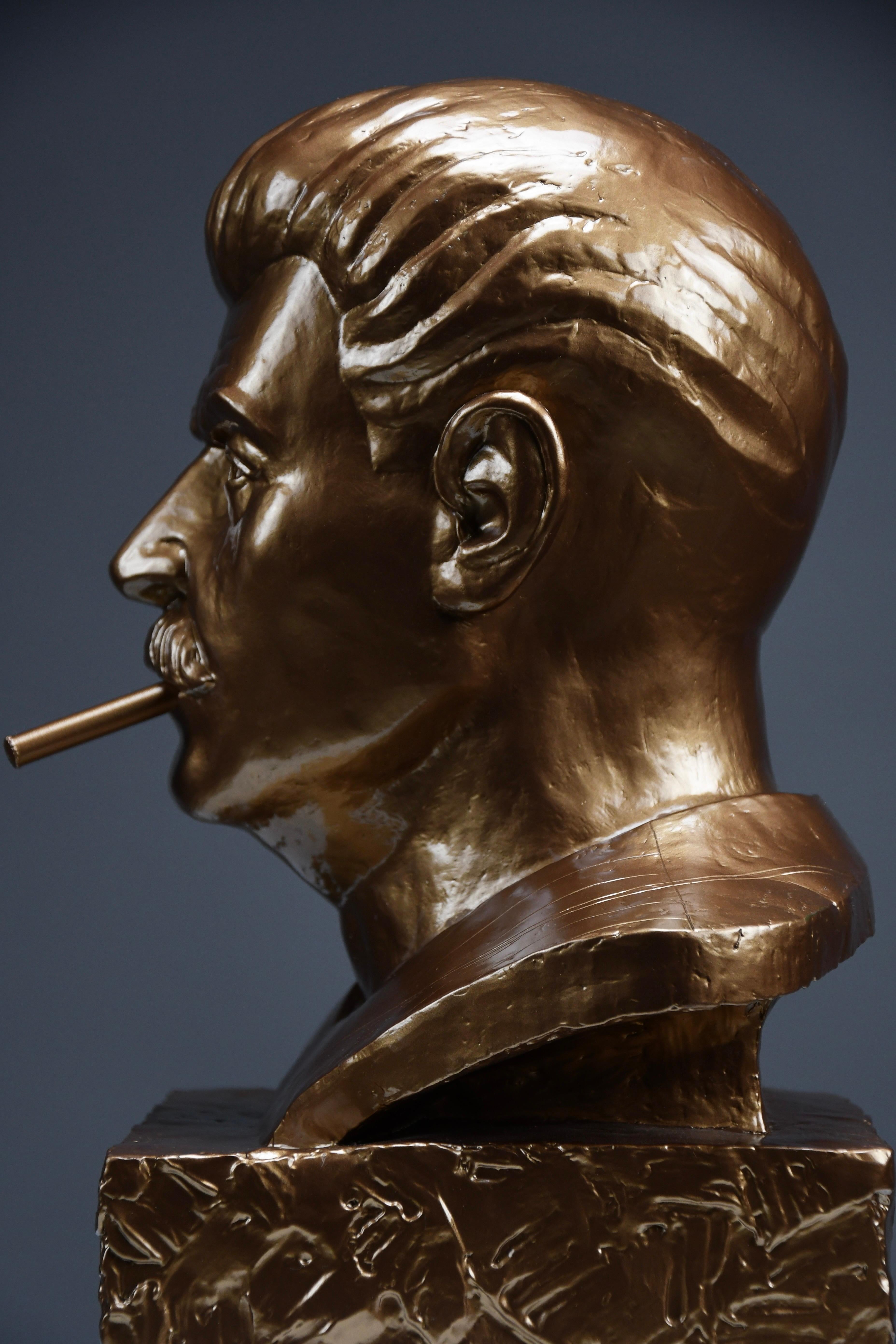 Art Toy by Frank Kozik x Kidrobot “Smokin’ Joe Stalin” Bronze Bust, 2007 For Sale 1