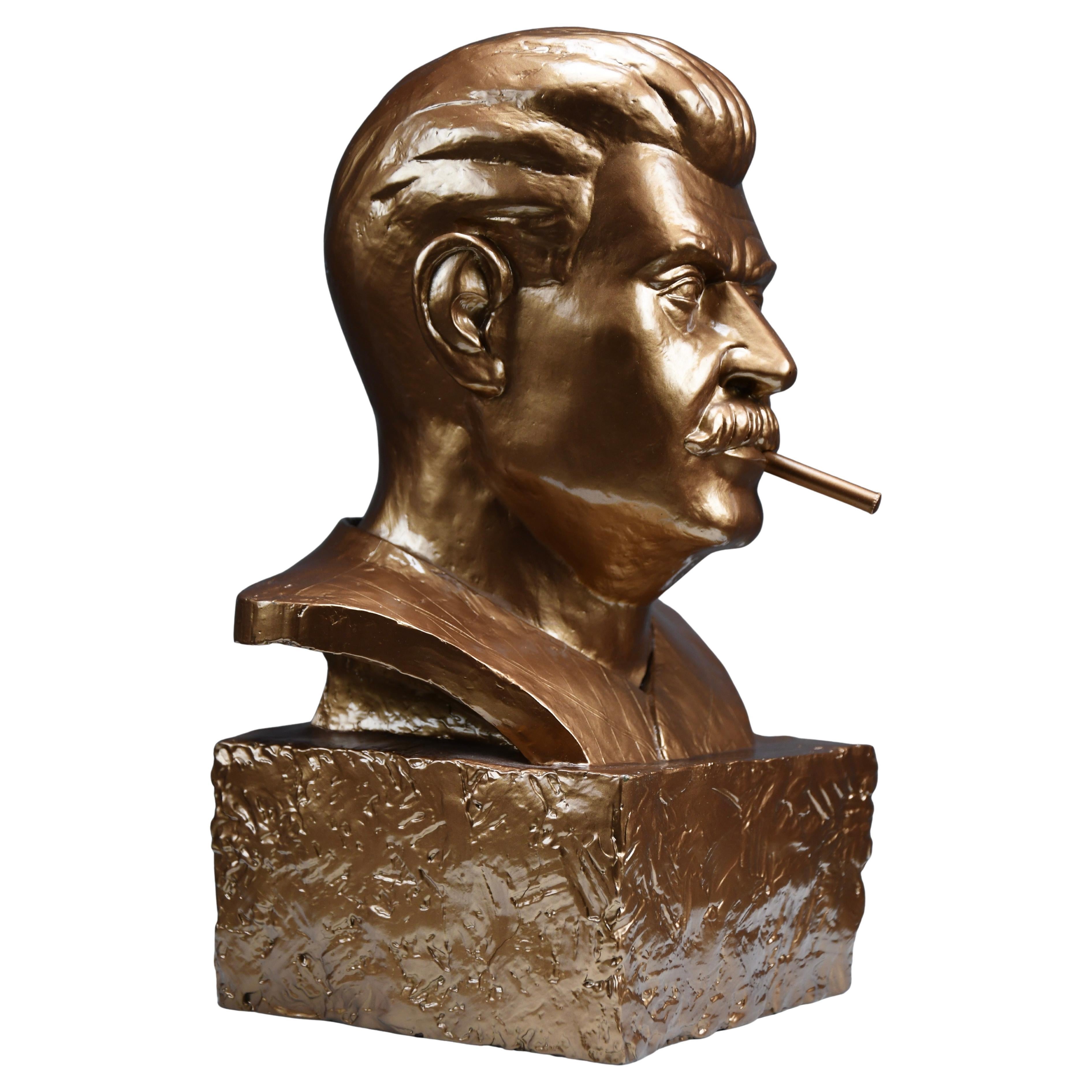 Art Toy by Frank Kozik x Kidrobot “Smokin’ Joe Stalin” Bronze Bust, 2007 For Sale