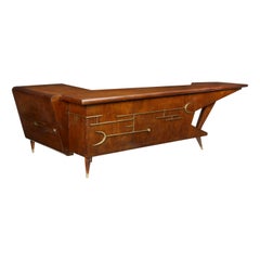 Frank Kyle 1950s Mid Century Rosewood Desk / Dry Bar with Brass Details