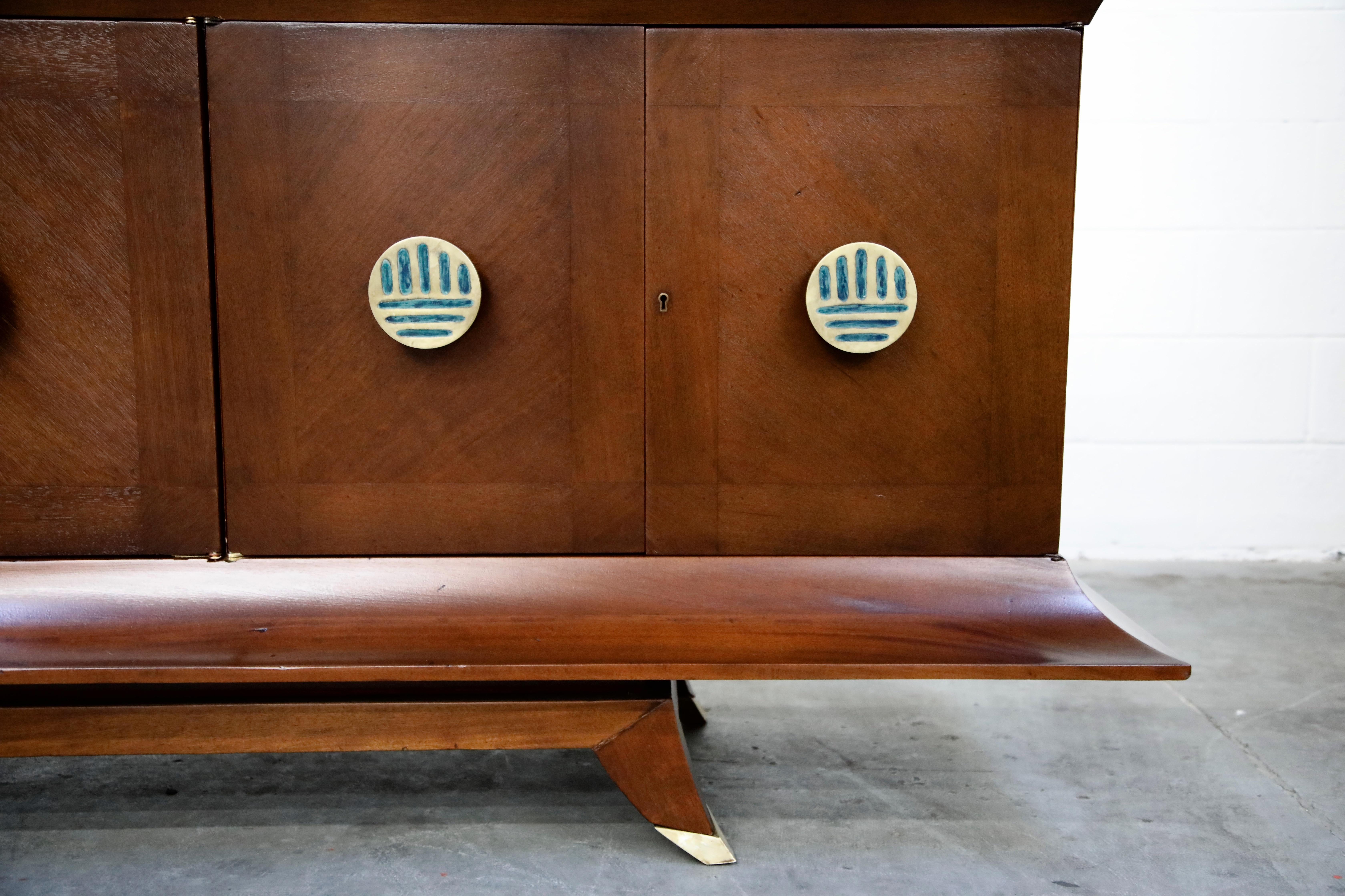 Frank Kyle and Pepe Mendoza Brass and Malachite 'Pagoda' Credenza, circa 1950s 5