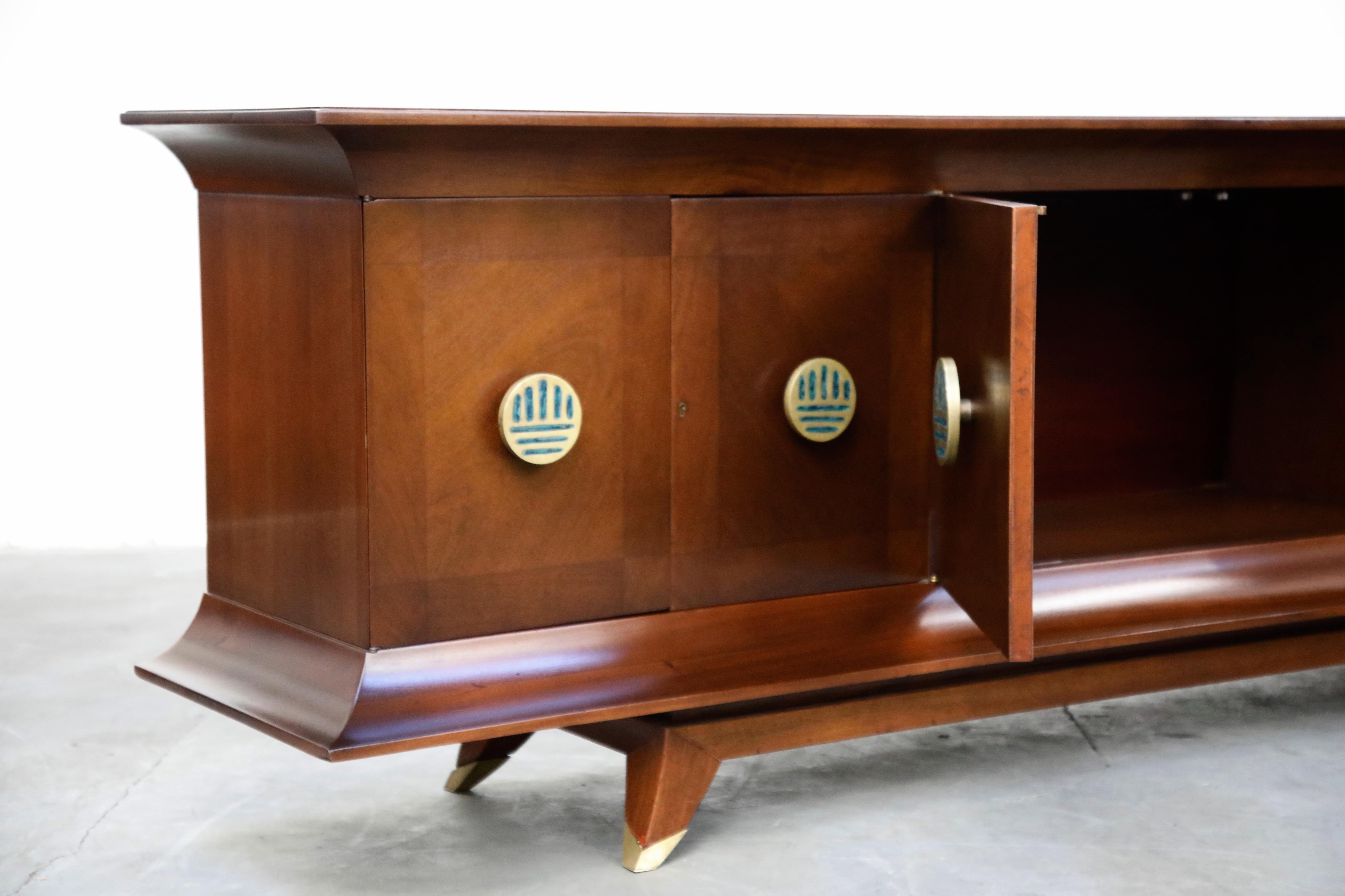 Frank Kyle and Pepe Mendoza Brass and Malachite 'Pagoda' Credenza, circa 1950s 10