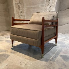 Frank Kyle Brass Tipped Mahogany Wood Club Chair Modern Elegance 1950s Mexico
