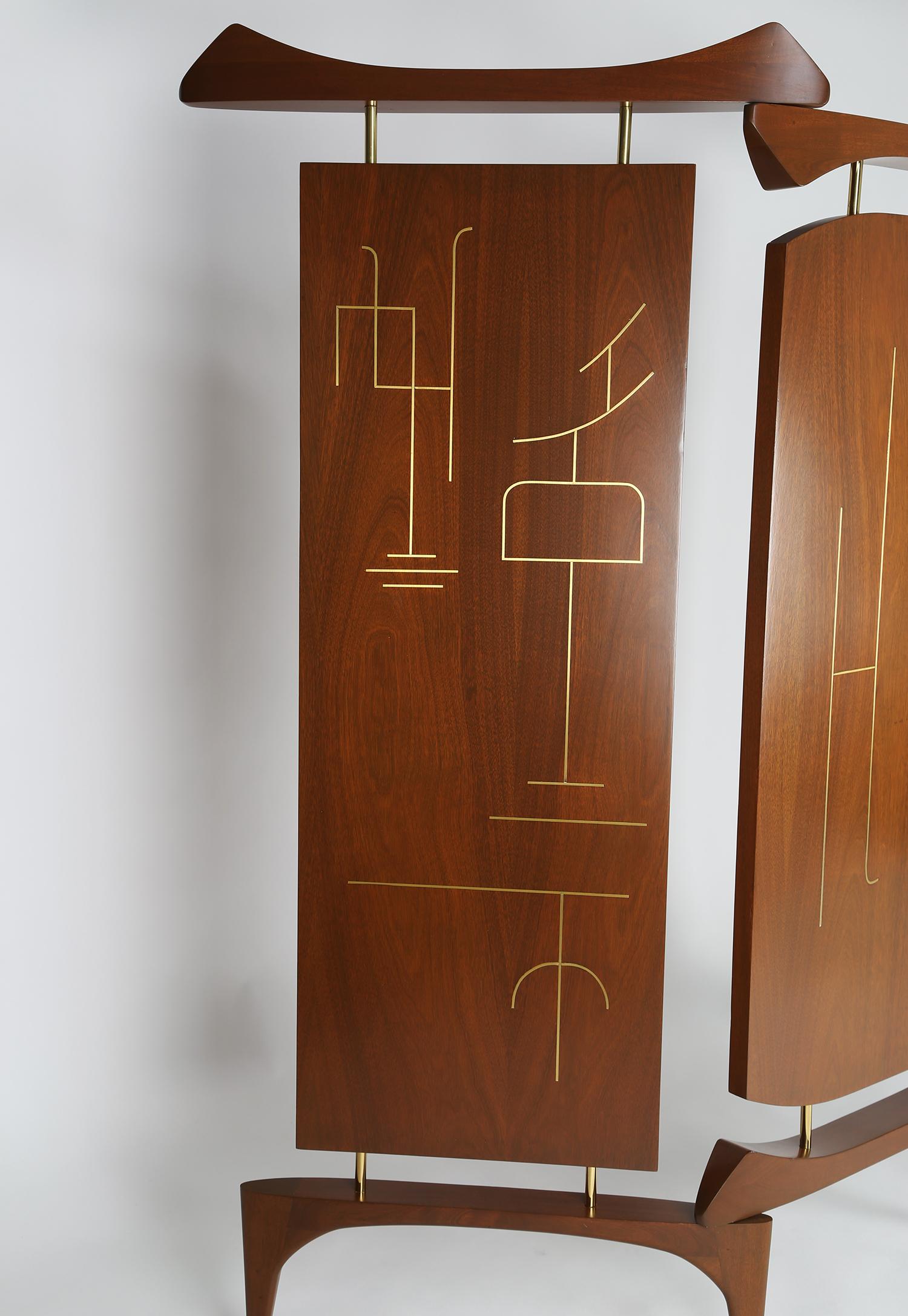 Mid-20th Century Frank Kyle Extraordinary 3-Panel Screen with Japanese Motif, 1950s For Sale