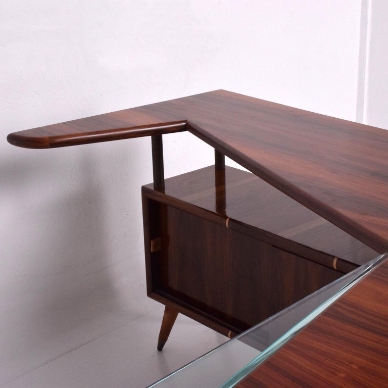 Frank Kyle Modernist Rosewood Desk/Bar with Mendoza Hardware For Sale