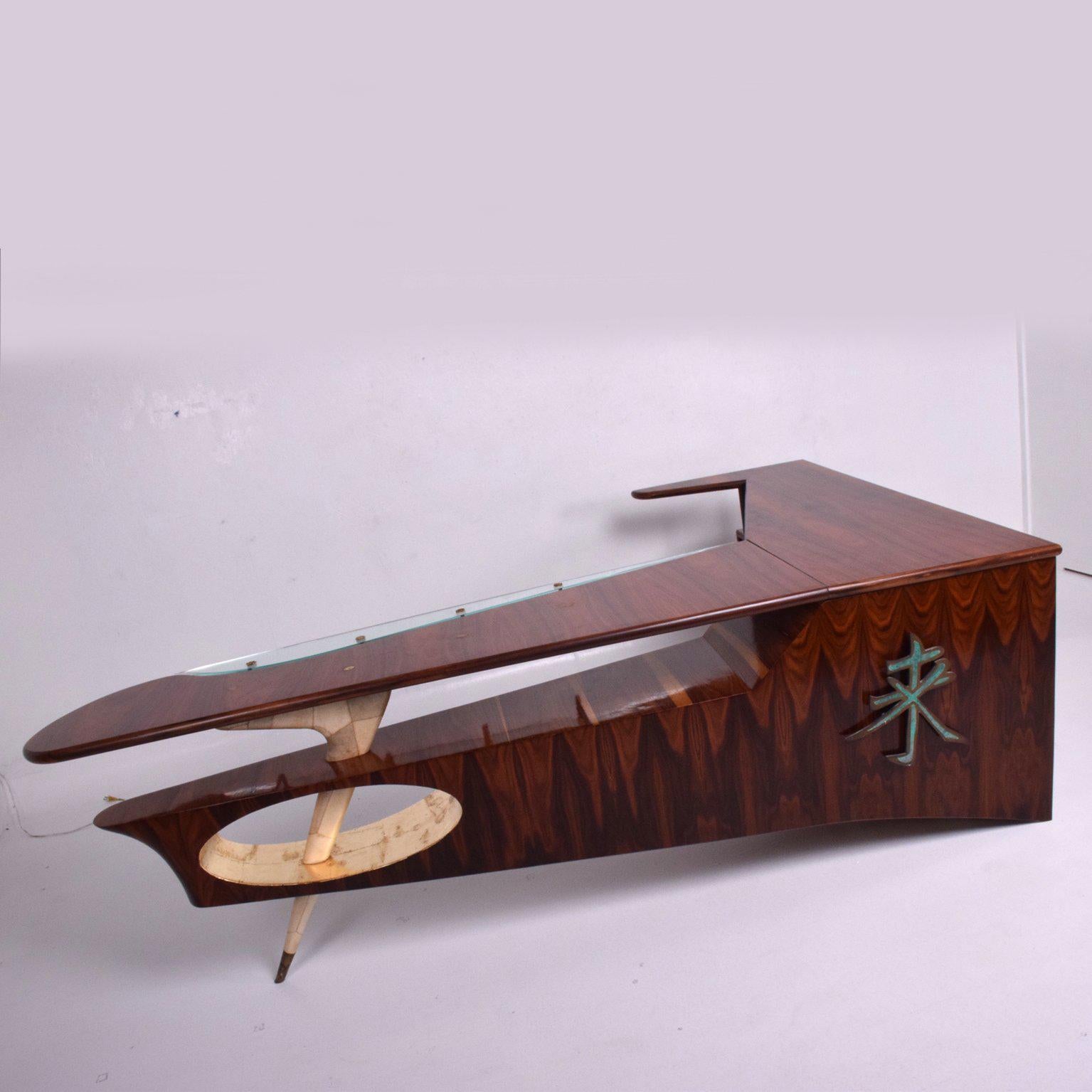 Bronze Frank Kyle Modernist Rosewood Desk/Bar with Mendoza Hardware