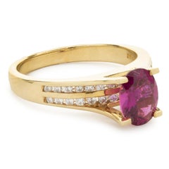 Frank Lau 14 Karat Yellow Gold Pink Topaz and Diamond Ring