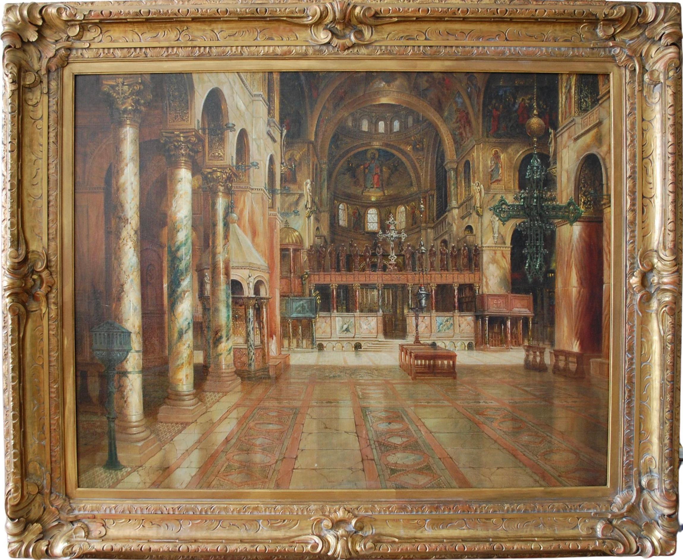 Saint Mark's Basilica Interior, Ölgemälde im Angebot 8