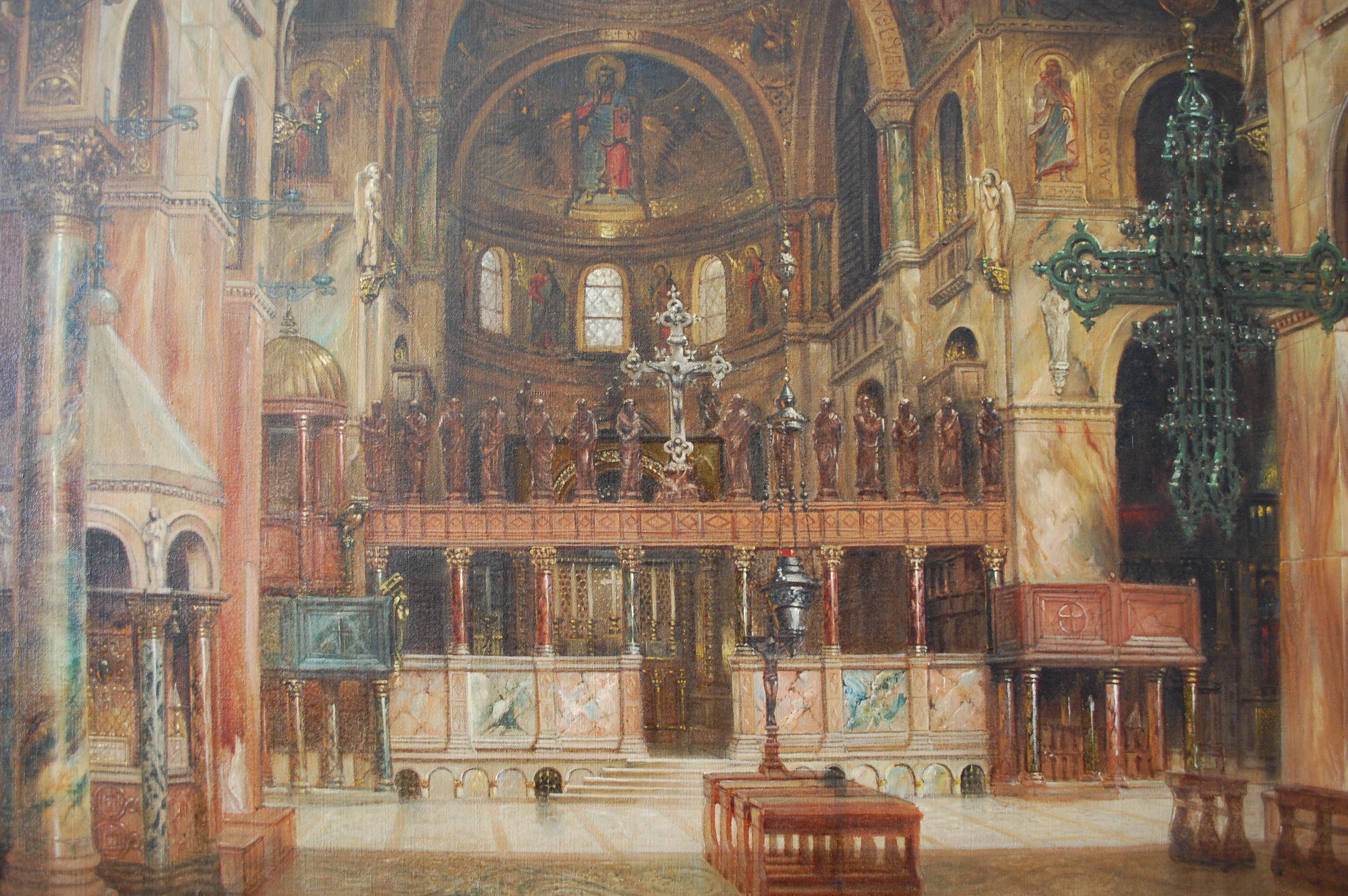 Saint Mark's Basilica Interior, Ölgemälde – Painting von Frank LeBrun Kirkpatrick 