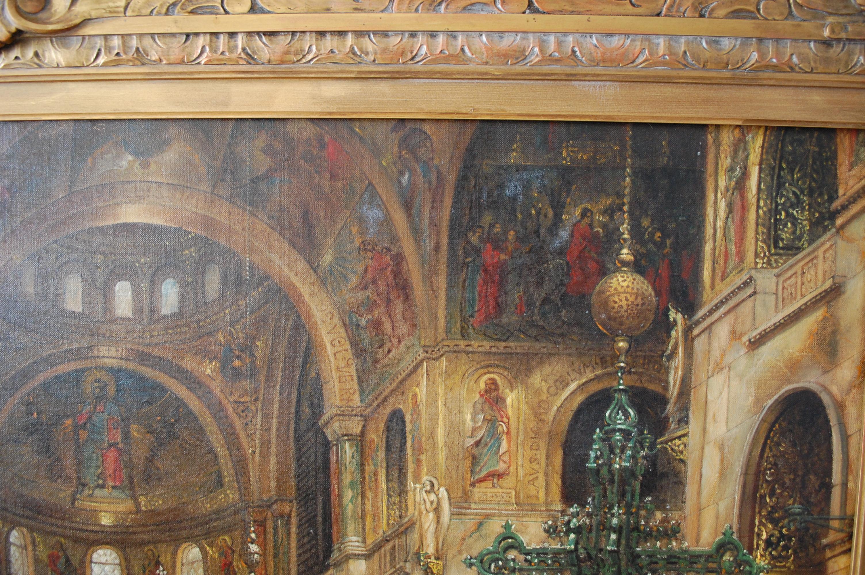 Saint Mark's Basilica Venice Oil Painting
Signed, lower left dated, titled verso.
Romanesque Bizantine Basilica.
canvas 35