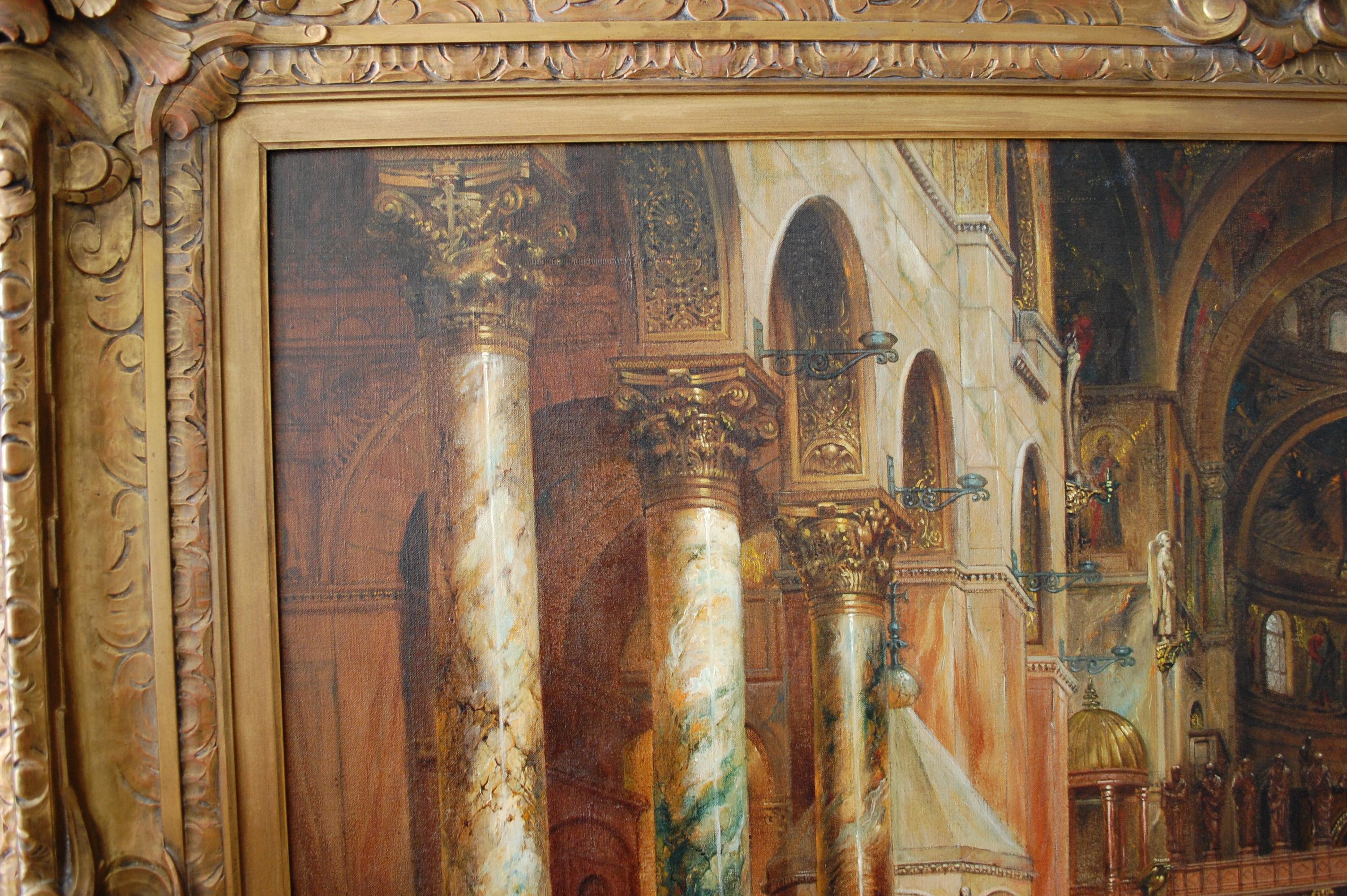 Saint Mark's Basilica Interior, Ölgemälde im Angebot 3