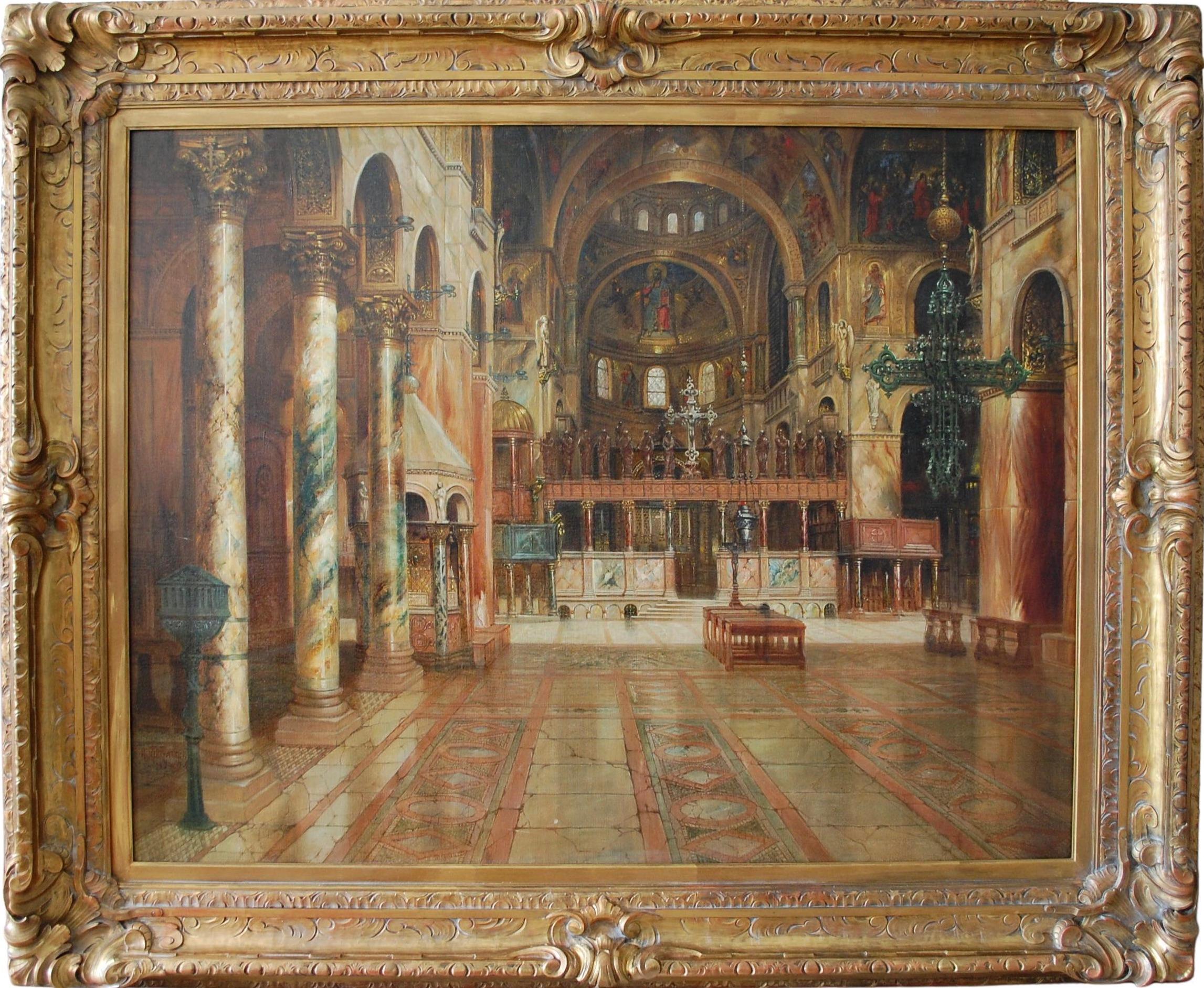 Saint Mark's Basilica Interior, Ölgemälde im Angebot 4