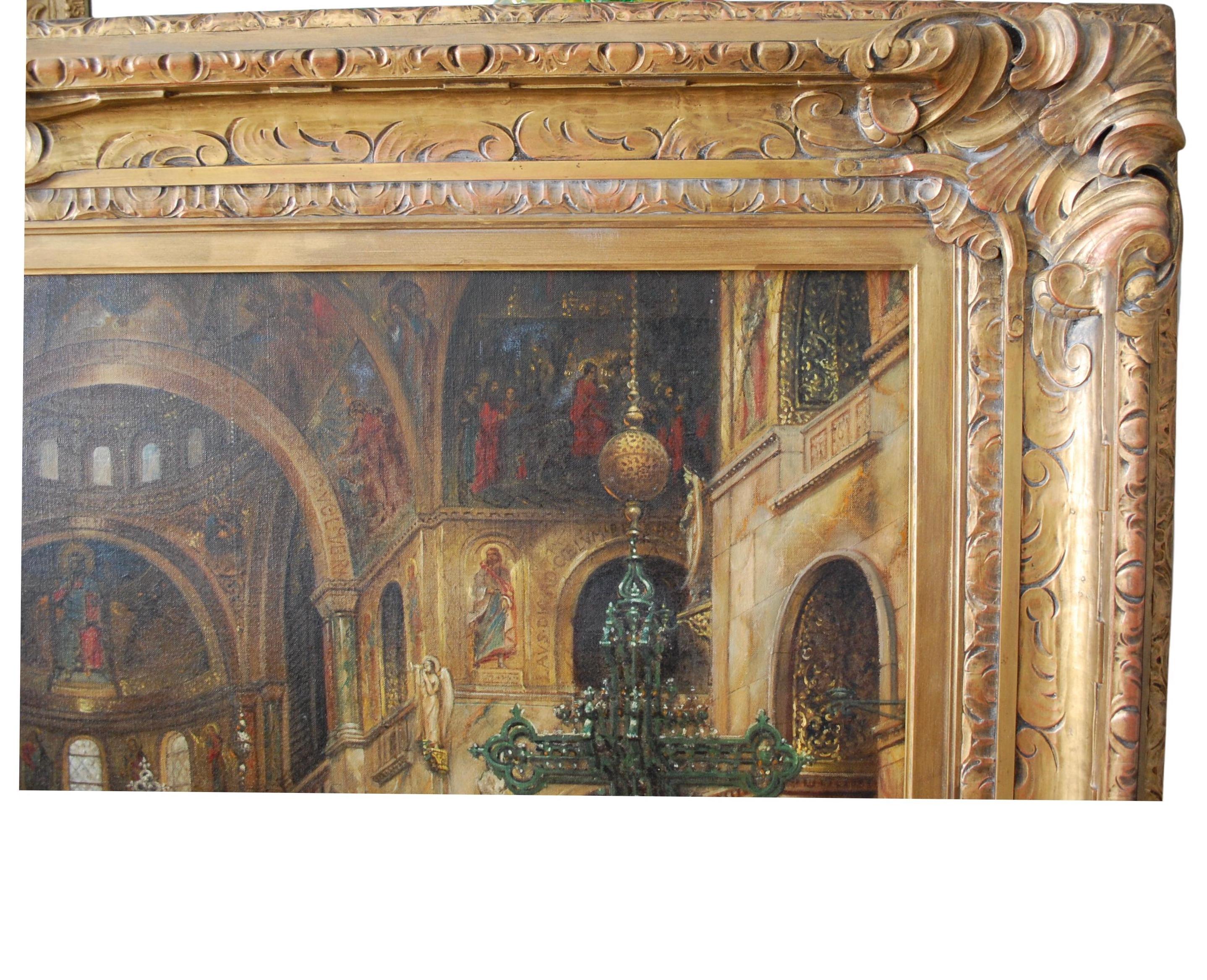 Pittura ad olio dell'interno della Basilica di San Marco in vendita 4
