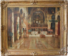 Pittura ad olio dell'interno della Basilica di San Marco