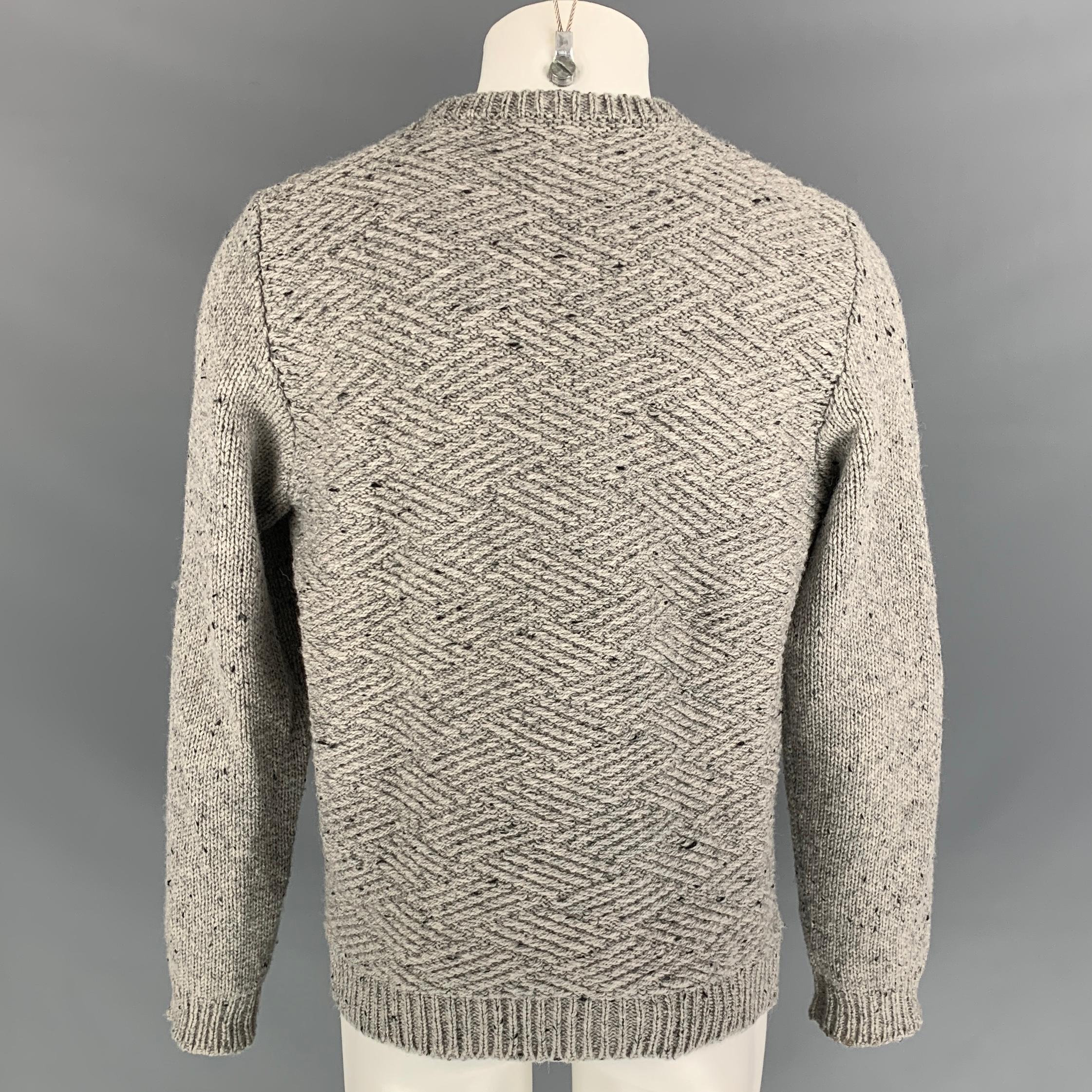 Brown FRANK LEDER Size M Grey Knitted Wool Crew-Neck Sweater