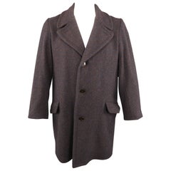 FRANK LEDER Size M Navy 
Brown Heather Wool Notch Lapel Oversized Coat