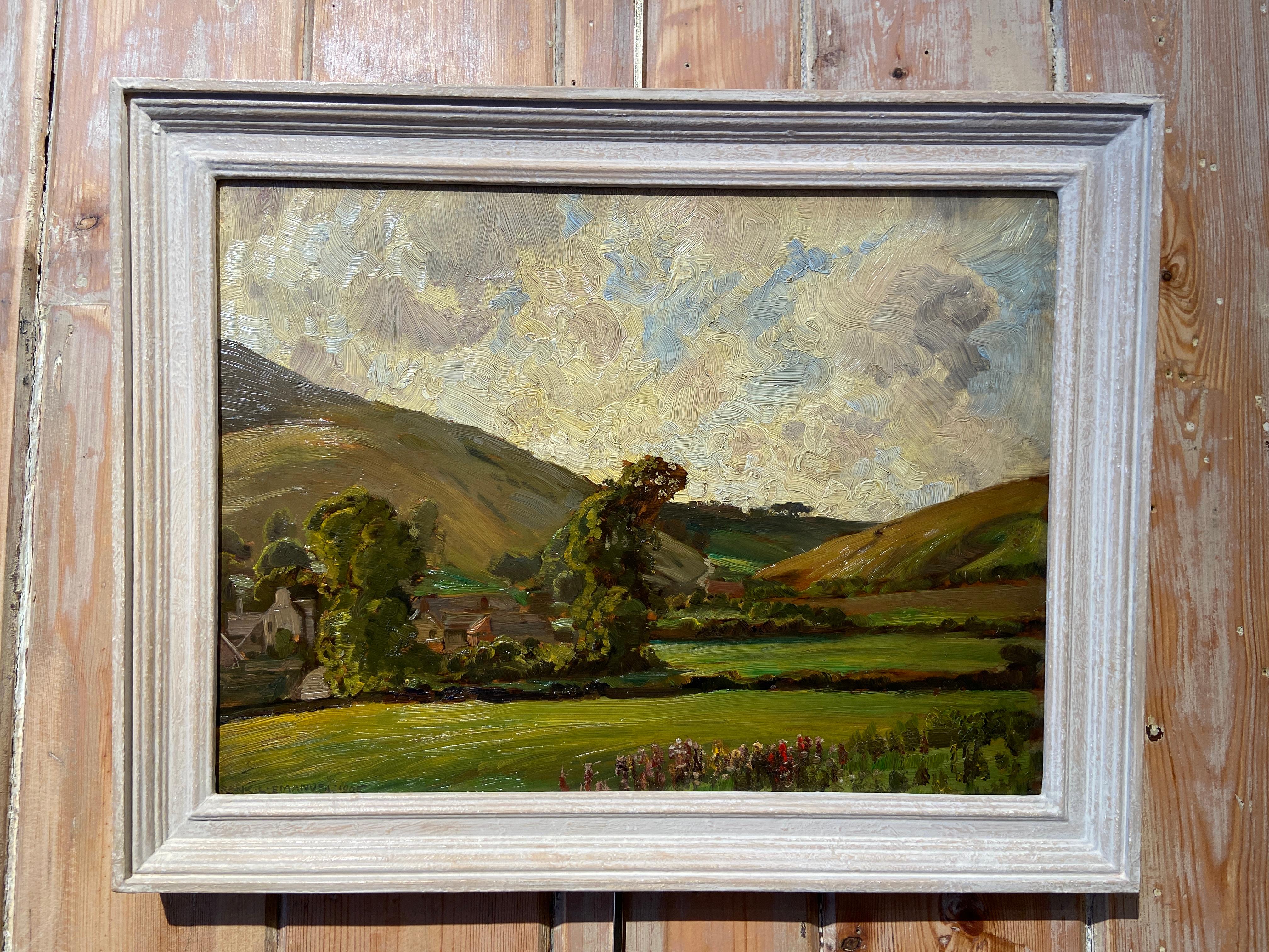 The Purbeck Hills, Swanage   Oil Landscape 20th Century  - Painting by Frank Lewis Emanuel