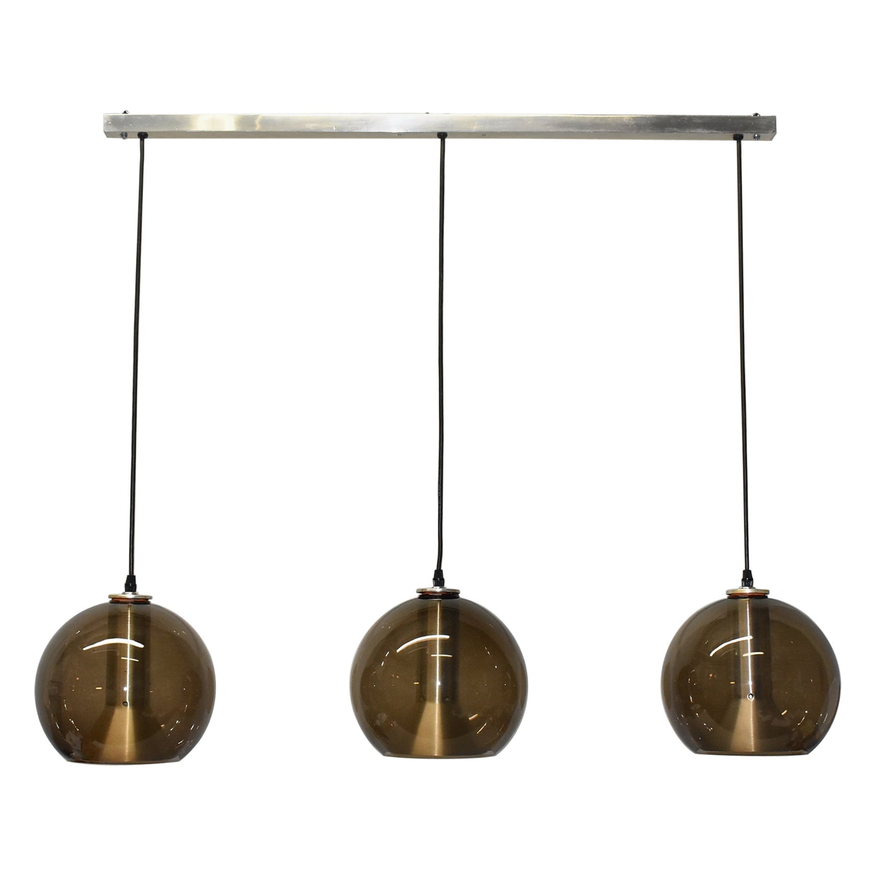 Frank Ligtelijn for Raak Amsterdam Bar Light Fixture with Smoke Globe Pendants