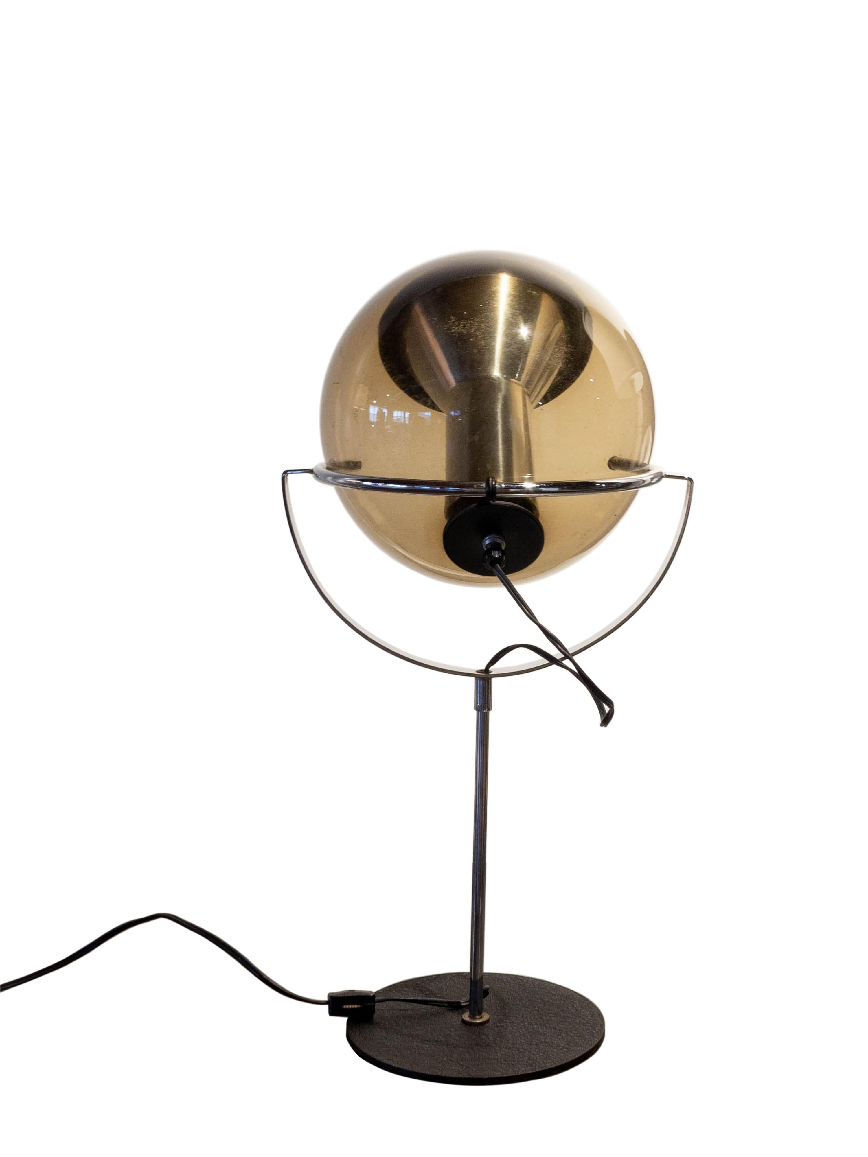 Mid-Century Modern Frank Ligtelijn for RAAK Smoked Glass and Chrome Table Lamp