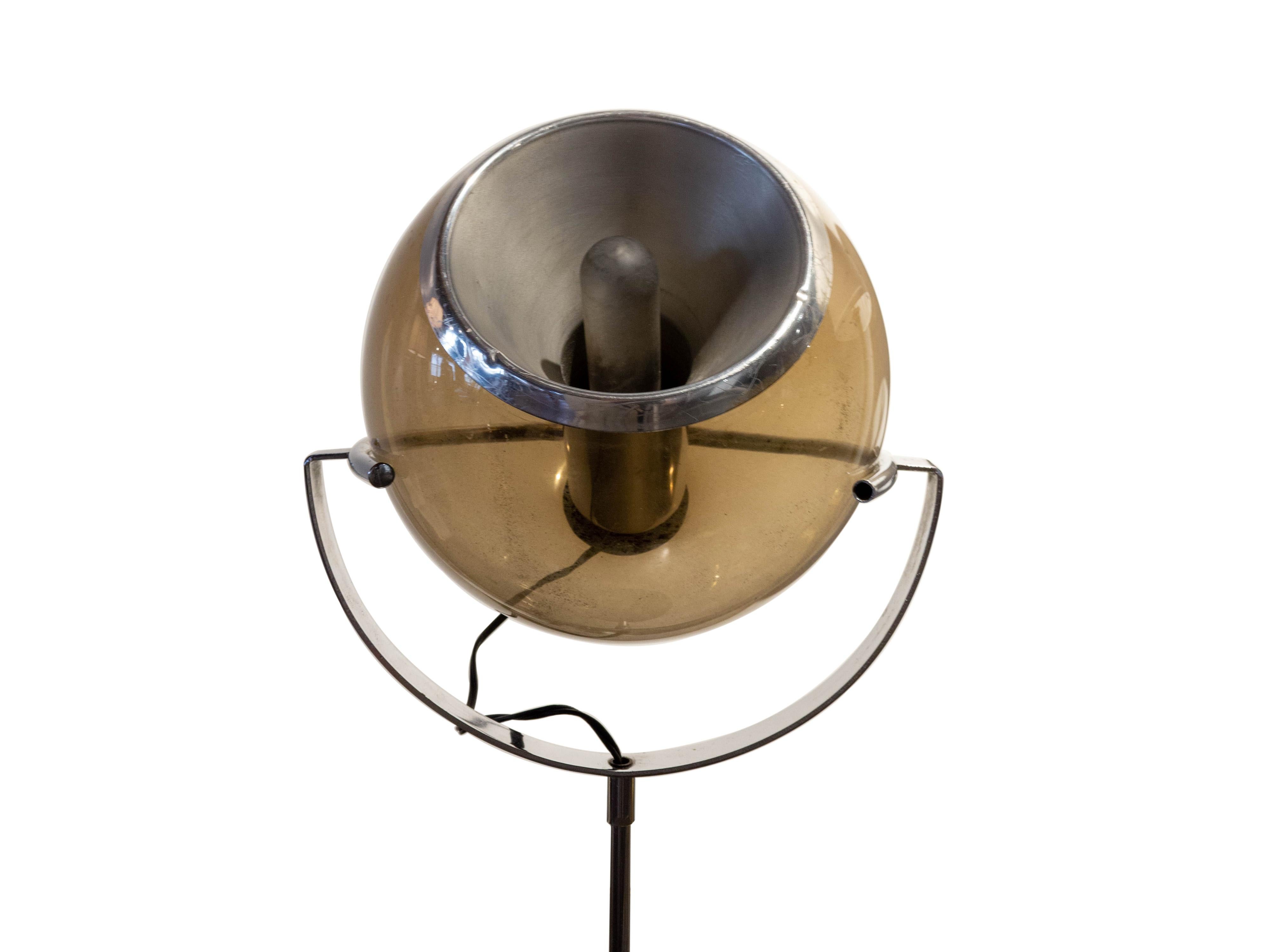 Dutch Frank Ligtelijn for RAAK Smoked Glass and Chrome Table Lamp
