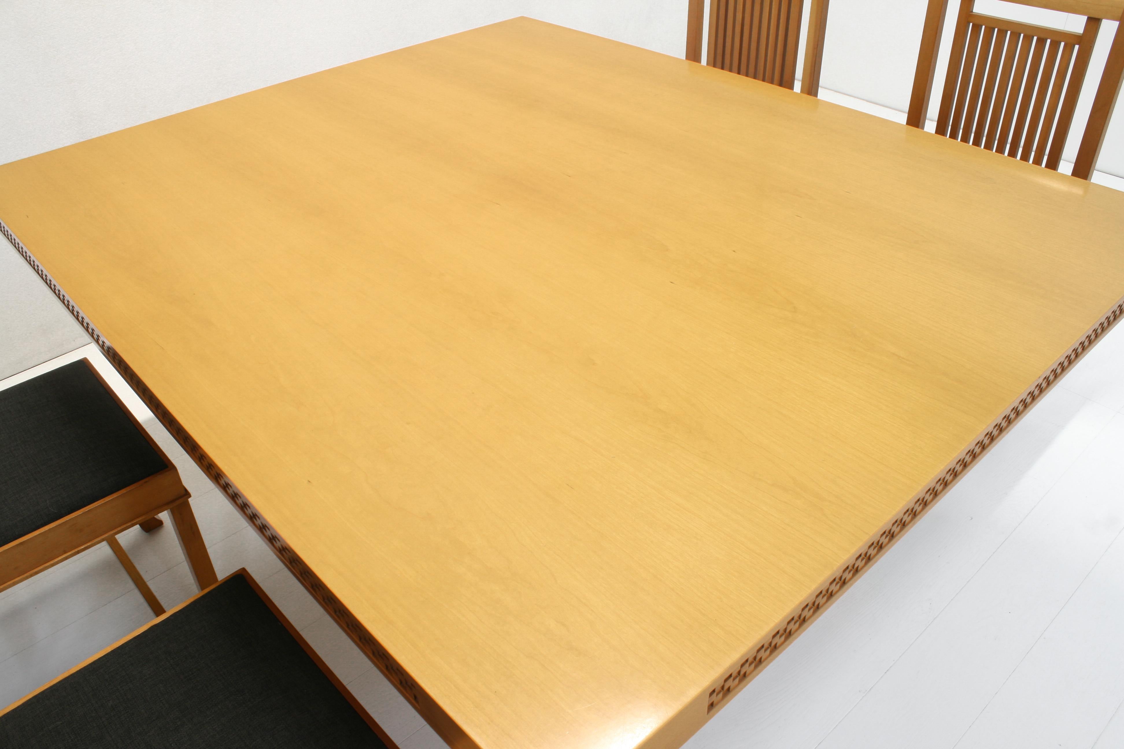 Italian Frank Lloyd Wright Dining Set - Husser Table & 4 Coonley Chairs, Cassina 1992 For Sale